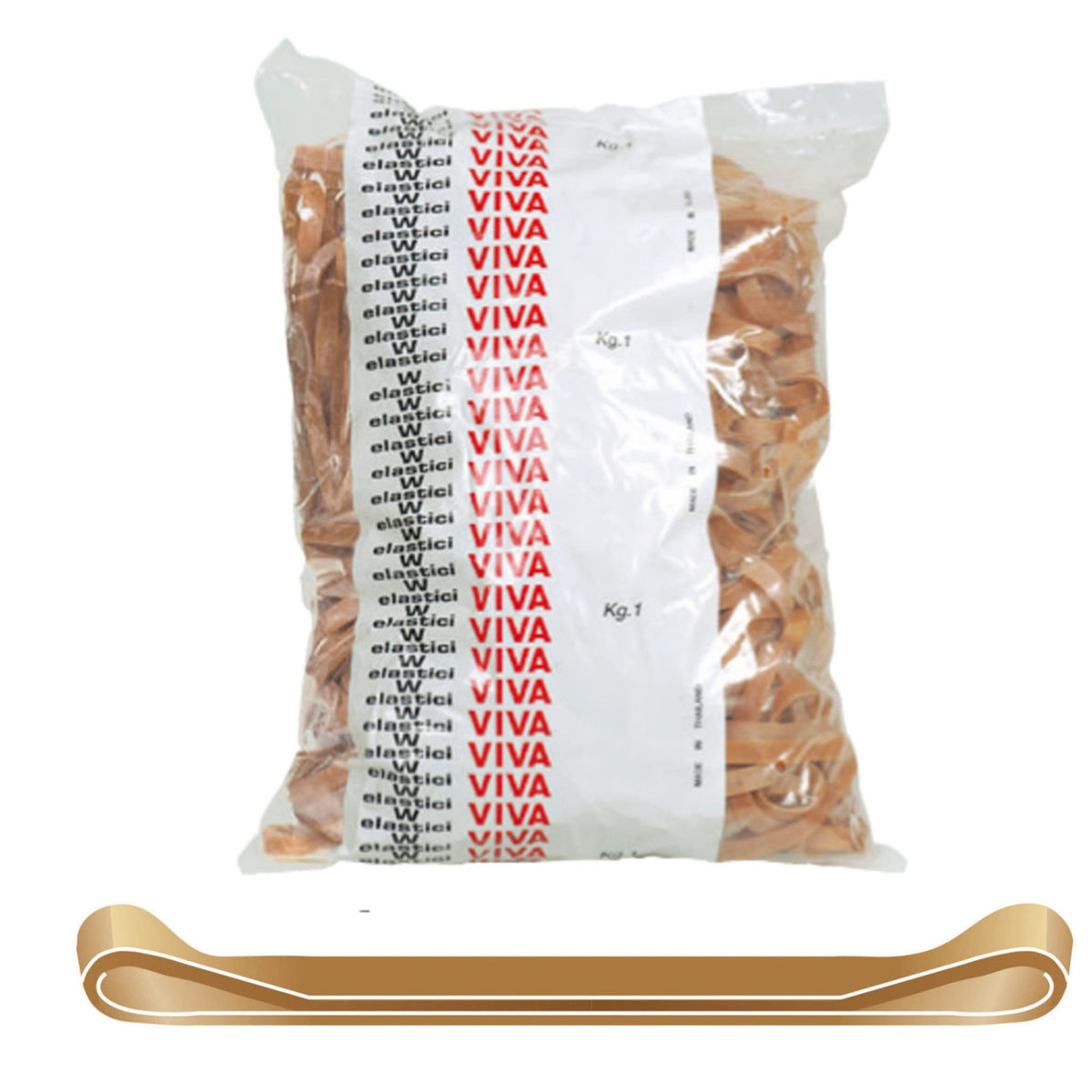 Viva Fettucce Elastiche In Gomma Naturale Tabacco G8X150 - Ø 150x8 Mm - 1 Kg