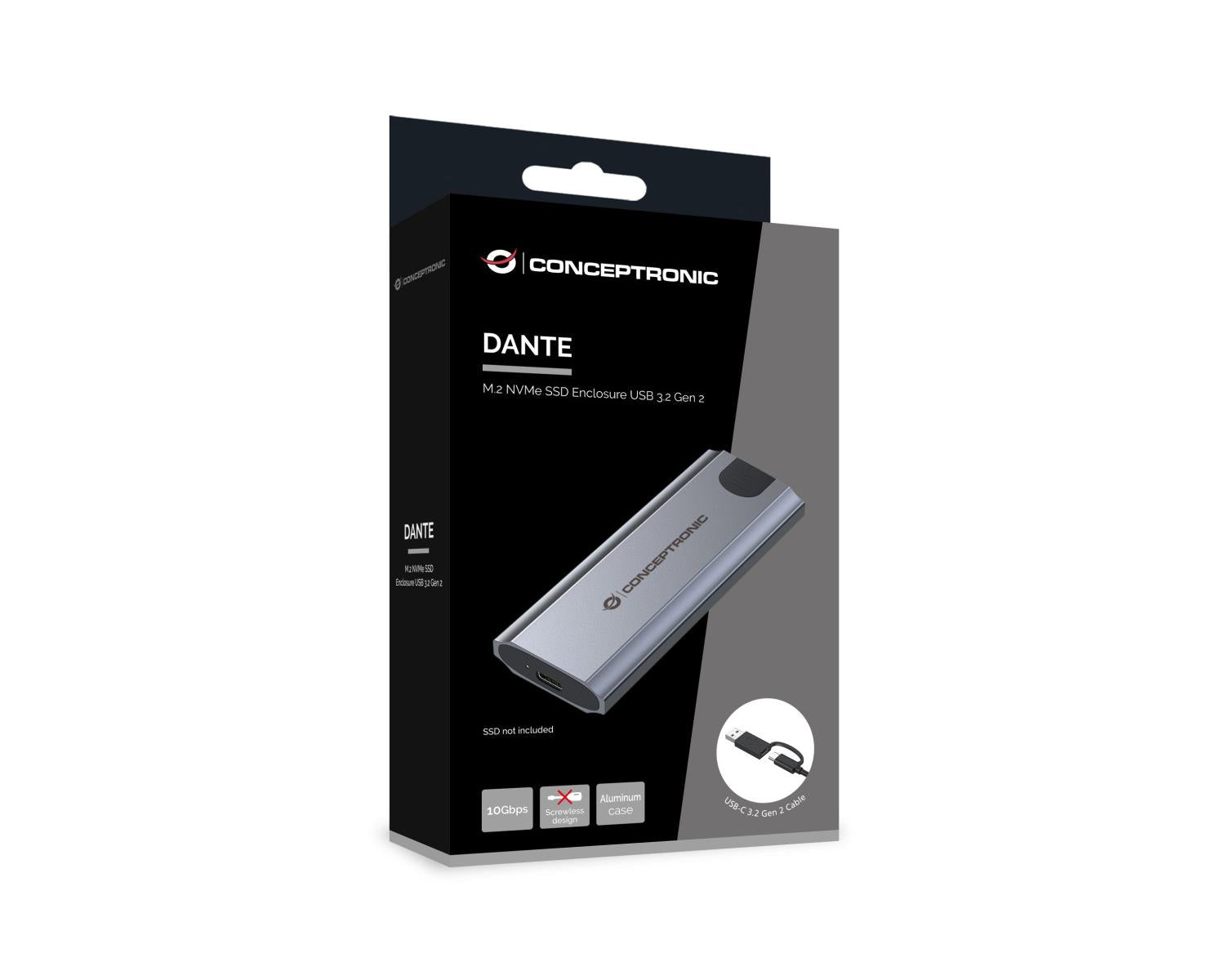 Conceptronic DANTE05G contenitore di unità di archiviazione Box esterno SSD Grigio M.2
