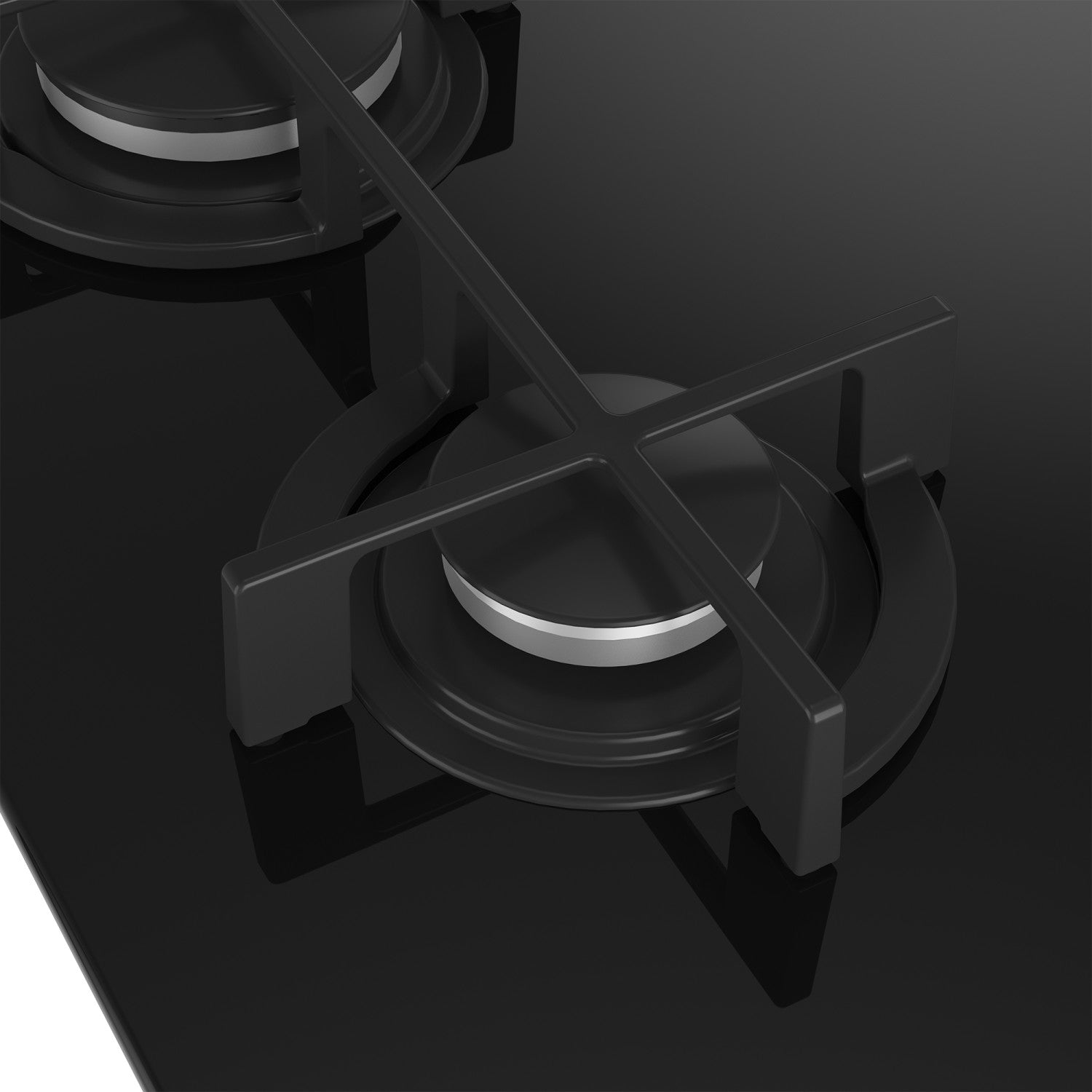 Beko Piano cottura a gas HILG64225SB 60 cm comandi frontali griglie in ghisa semi-continue 4 bruciatori Cristallo nero