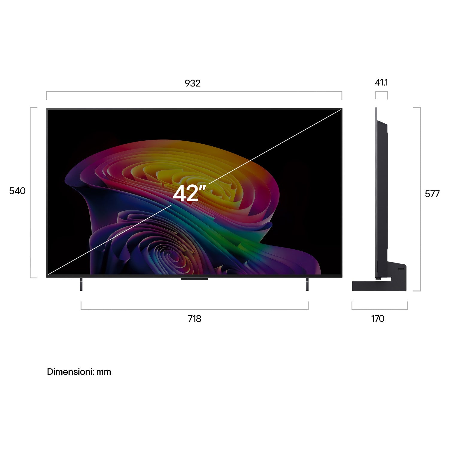 LG OLED evo AI 42 pollici Serie C6 OLED42C65LA, 4K, Brightness Booster, Processore α11 Gen3, VRR 165Hz,G-Sync, SMART TV 2026