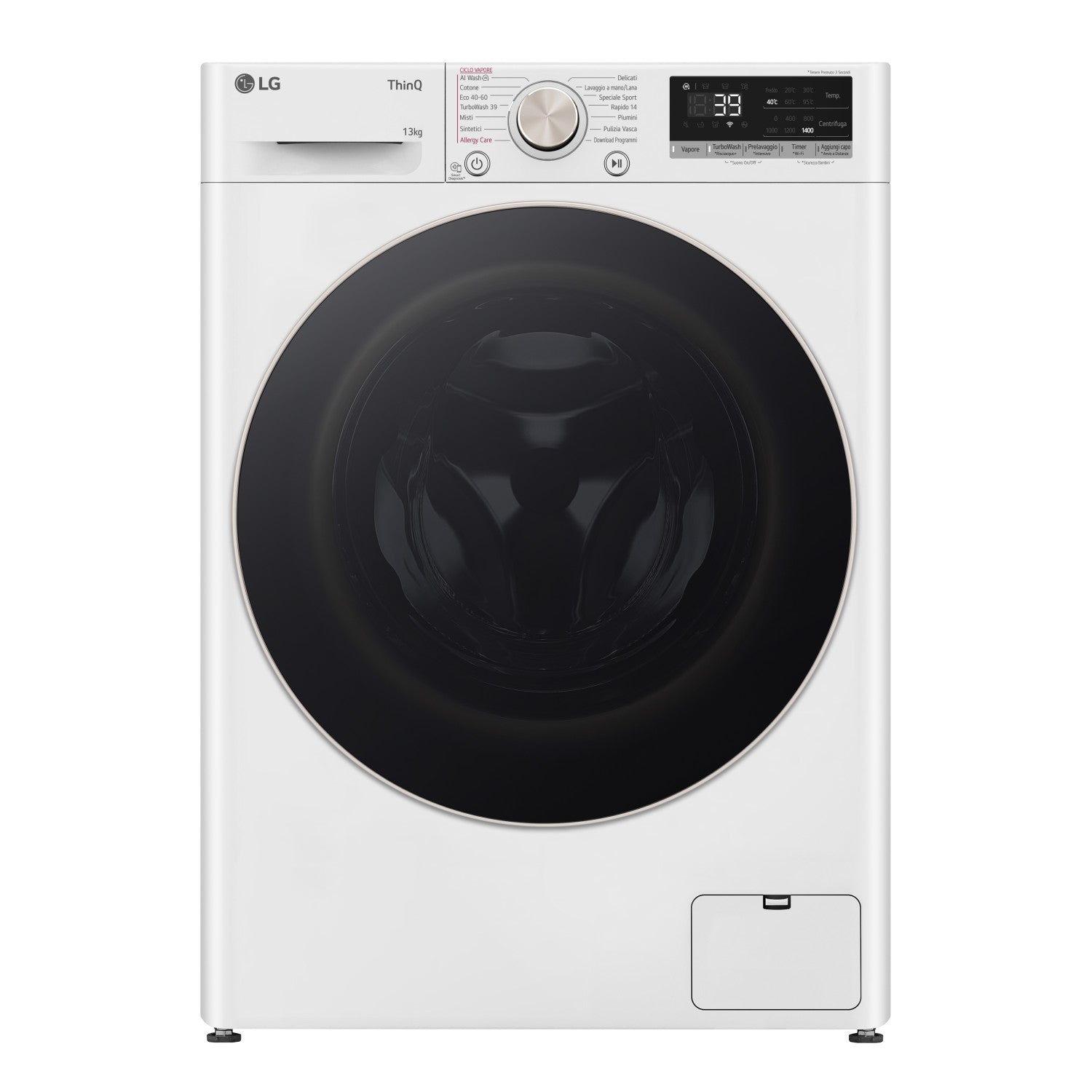 LG F4R7013TSWG Lavatrice 13kg AI DD, Classe A-20 , 1400 giri, TurboWash, Vapore