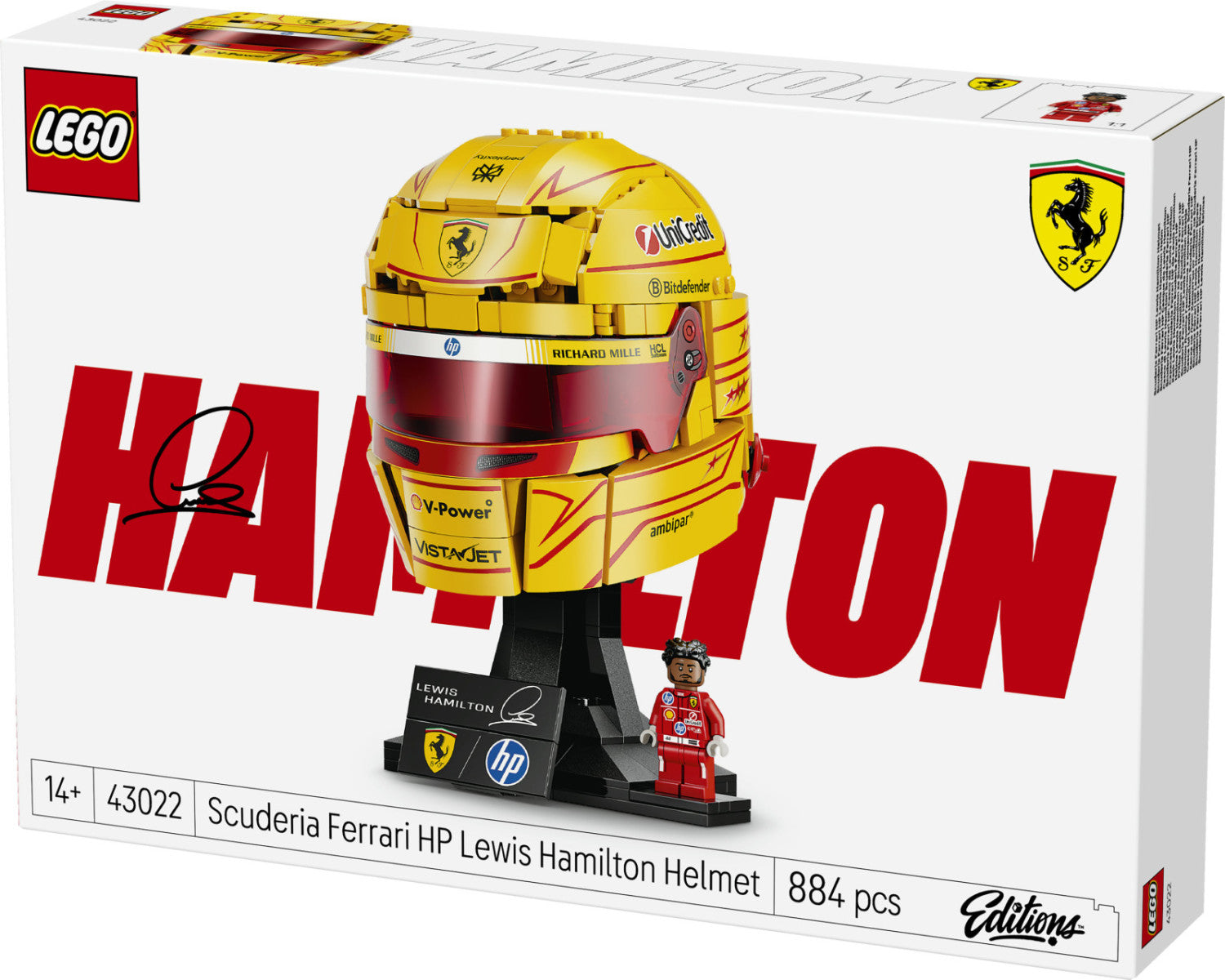 LEGO Editions 43022 Casco Di Lewis Hamilton Scuderia Ferrari HP, Con Minifigure F1 Da Collezione, Regalo Ragazzi E Fan 14