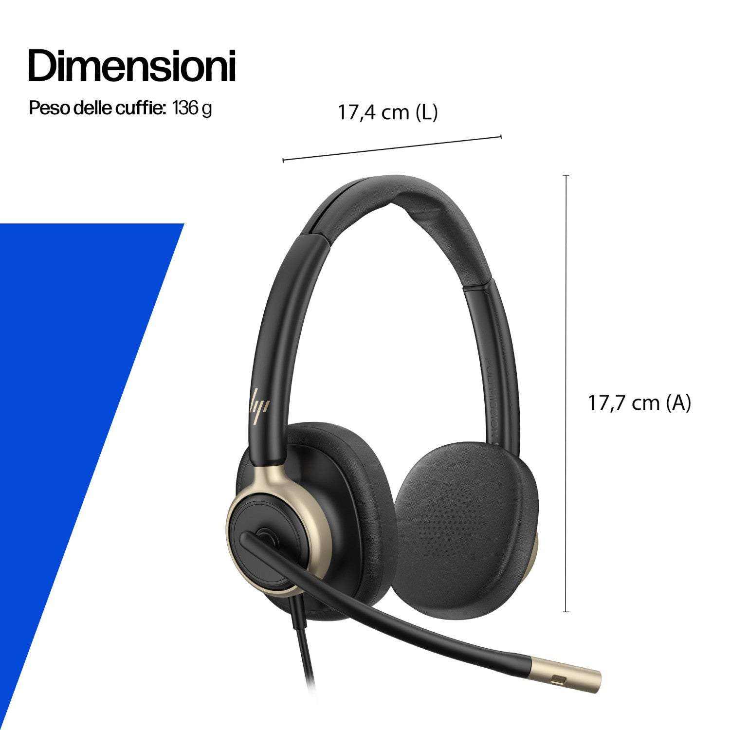 HP Poly Cuffie cablate stereo Mission 825 USB