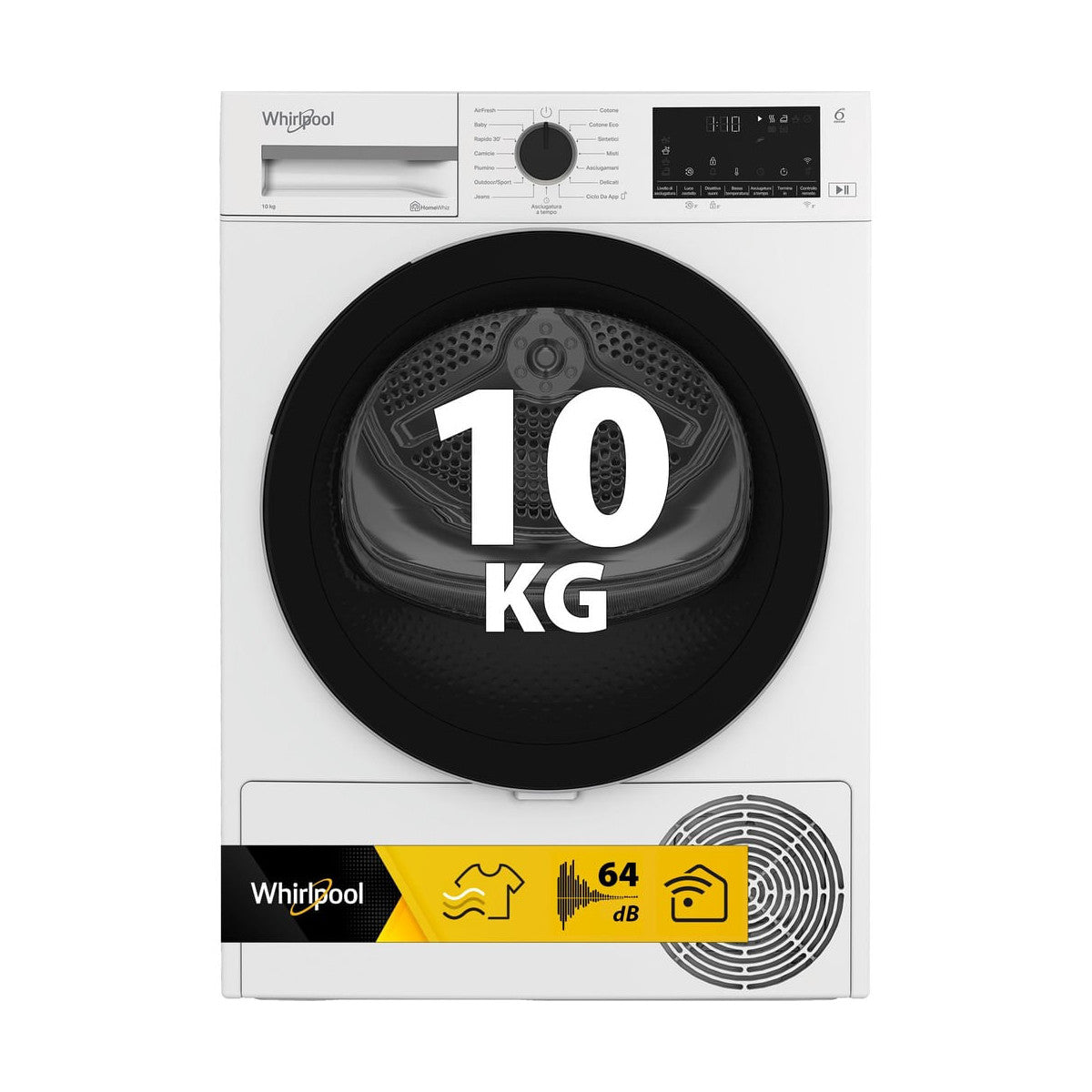 Whirlpool C WD 103M WBS IT, Capacità 10kg, classe D, colore White, Display digitale XL, Wi-Fi