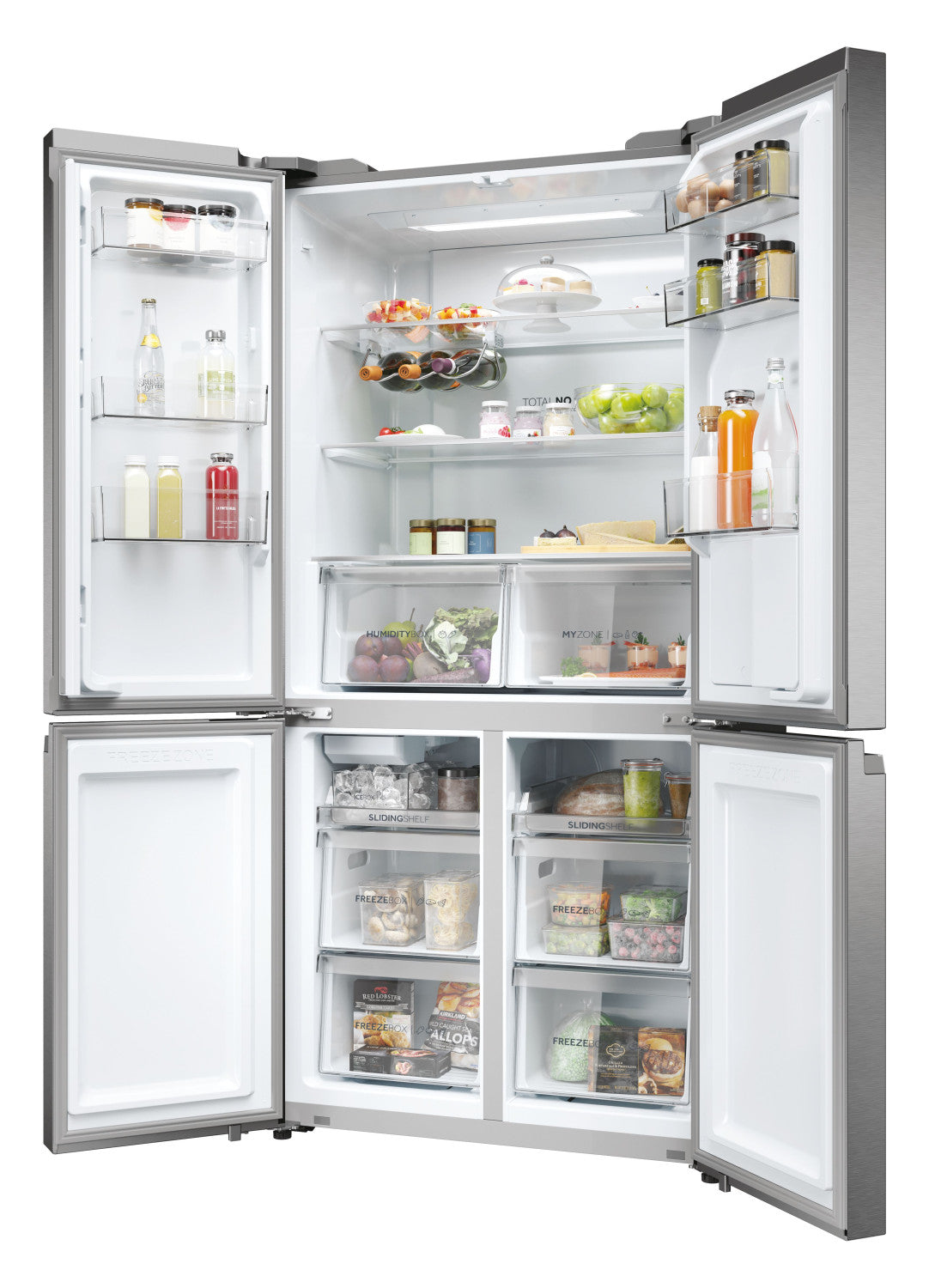 Haier Cube 90 Serie 5 HCR5919EHMP frigorifero side-by-side Libera installazione 525 L E Platino, Acciaio inox