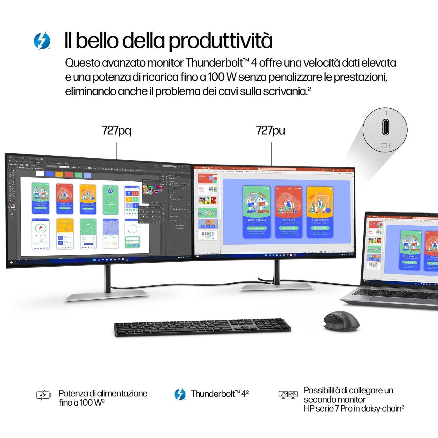 HP Series 7 Pro Monitor serie 7 Pro QHD Thunderbolt 4 da 27'' - 727pu