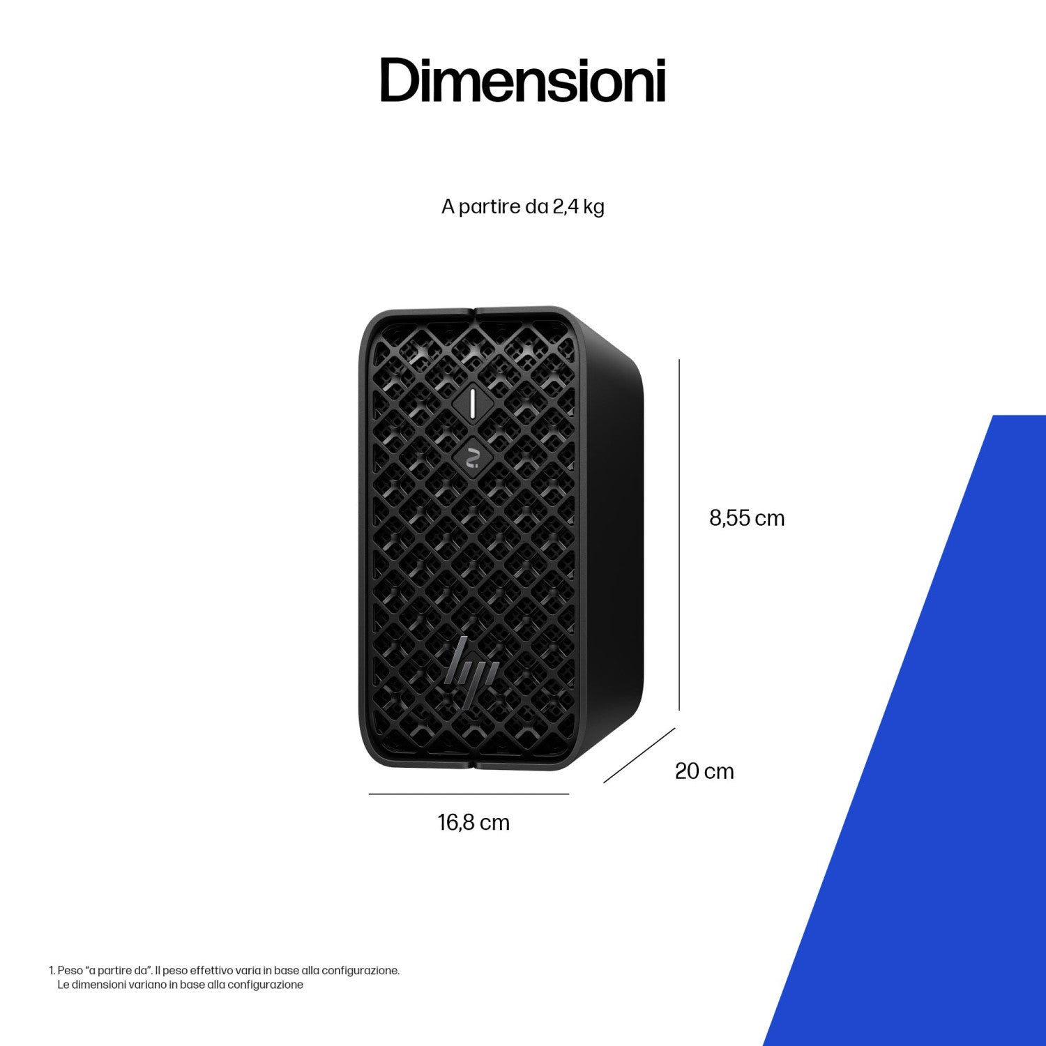 HP Z2 Mini G1a Wolf Pro Security Edition Copilot PC AMD Ryzen AI Max PRO 390 64 GB LPDDR5x-SDRAM 1 TB SSD Windows 11 Pro Mini PC Stazione di lavoro AI Workstation, AI PC Nero