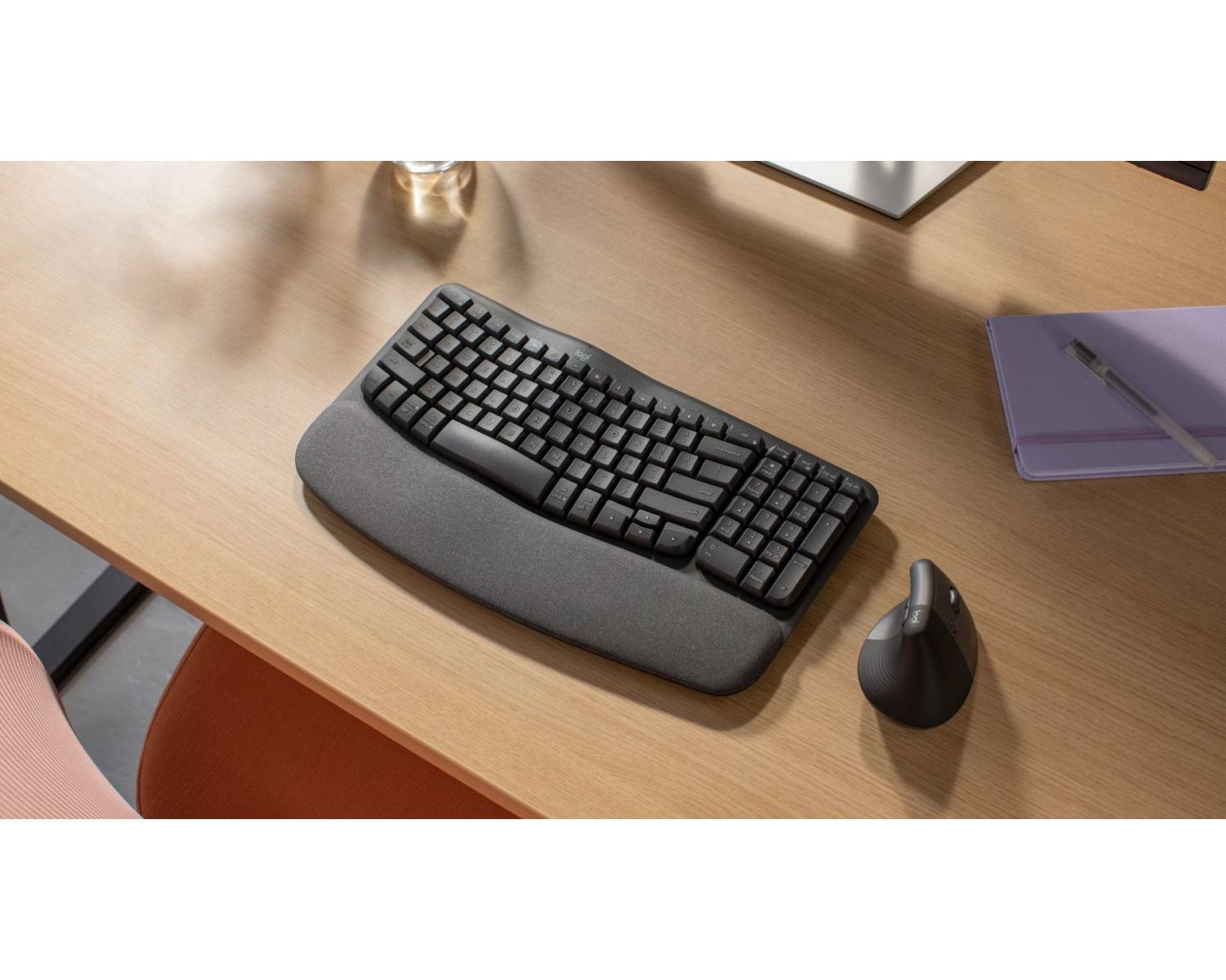 Logitech Tastiera WAVE KEYS WIRELESS ERGONOMICA Grafite