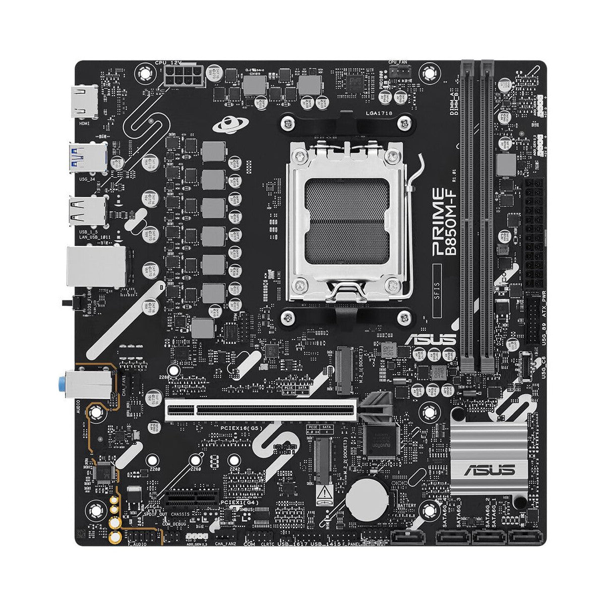 Asus Prime B850M-F Scheda Madre Micro-ATX AMD B850 Socket AM5 DDR5 PCIe 5.0 M.2 USB-C HDMI Aura Sync