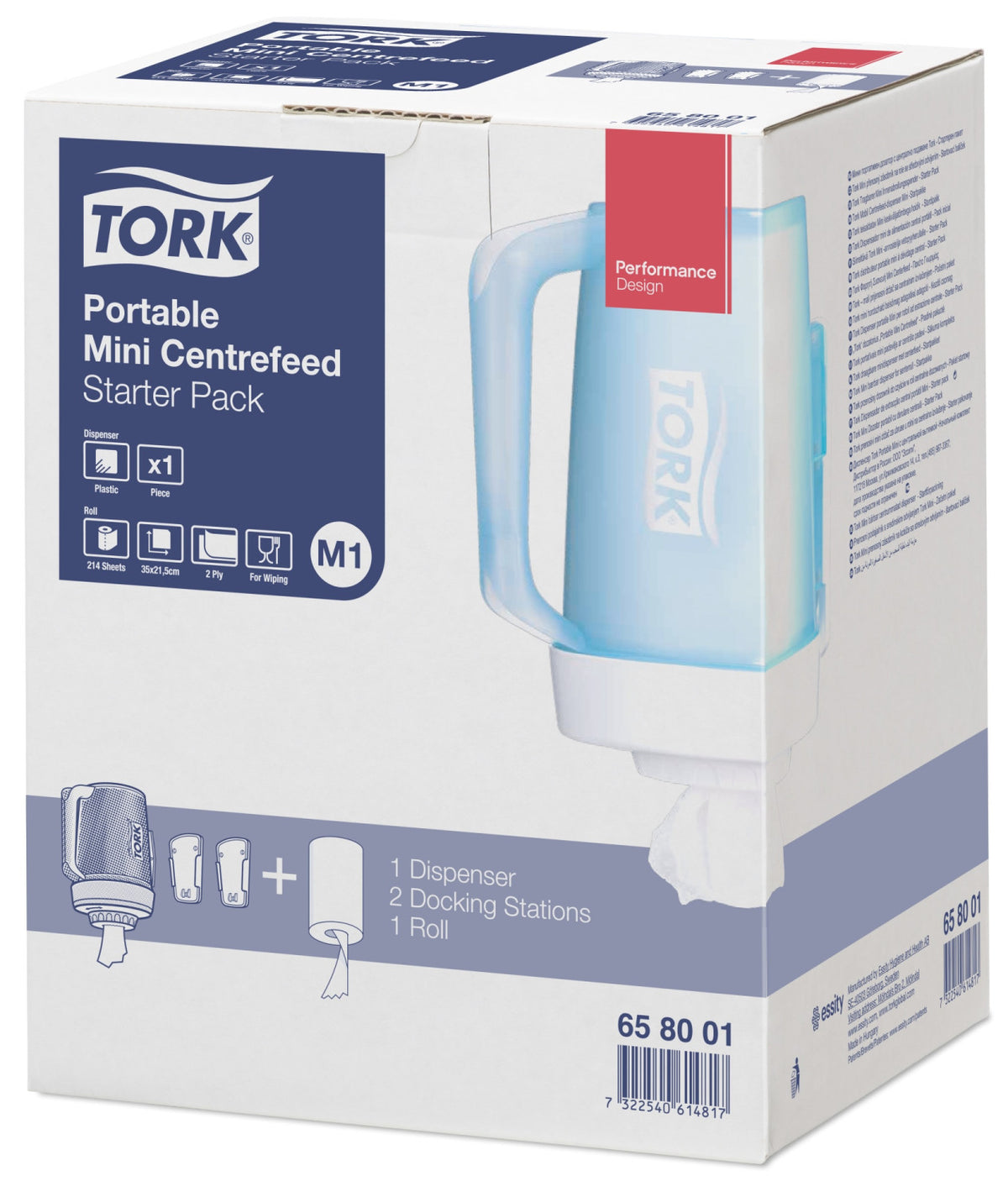 Tork 65 80 01 Distributore di asciugamani di carta in rotolo Turchese, Bianco