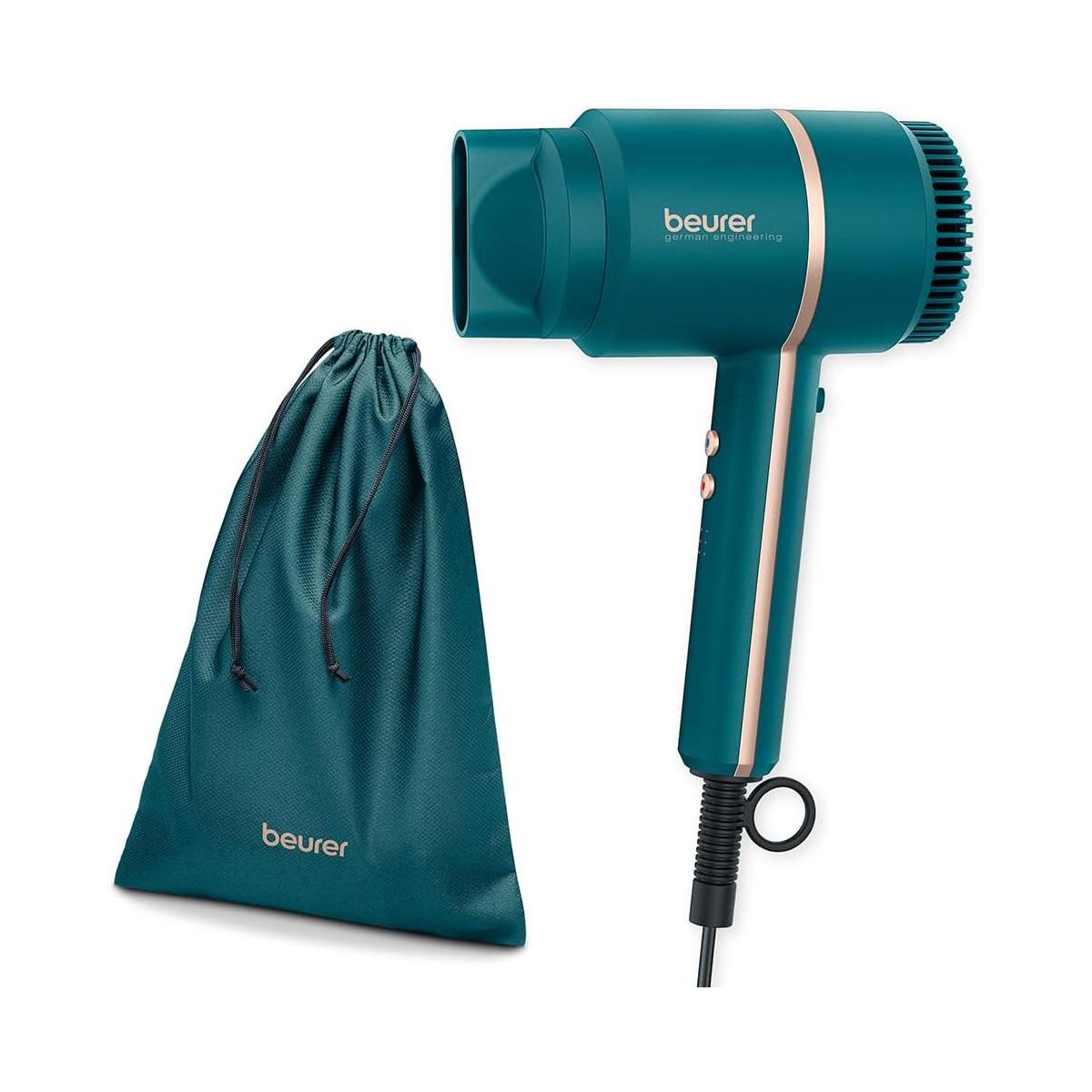 Asciugacapelli Compatto Beurer HC 35 Ocean con Funzione a Ioni e Display LED da Viaggio Turchese