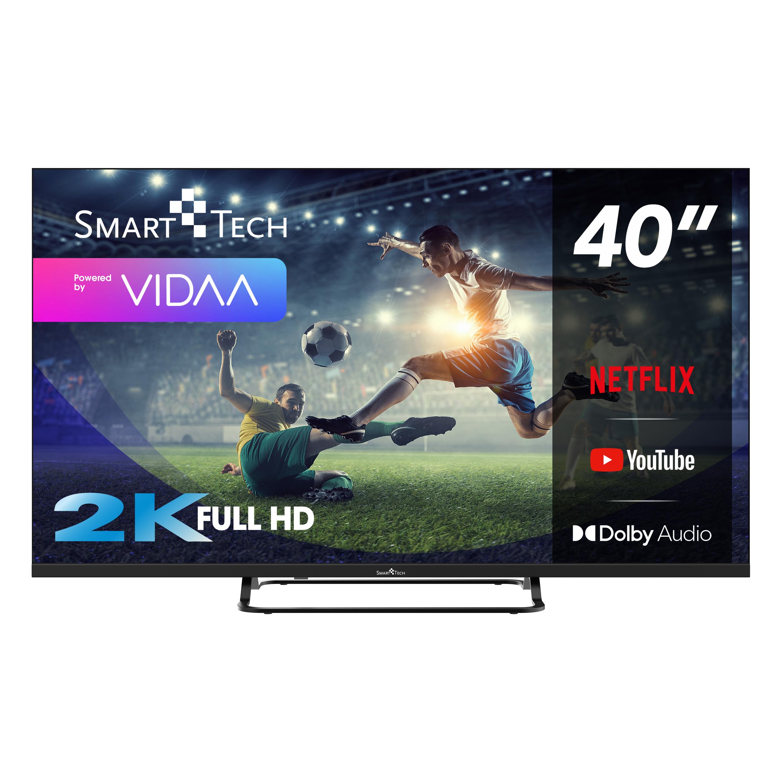 Smart Tech 40FV02V Smart TV 40 Pollici Full HD Display LED Sistema Vidaa DVBT2/C/S2 Classe E Wi-Fi colore Nero