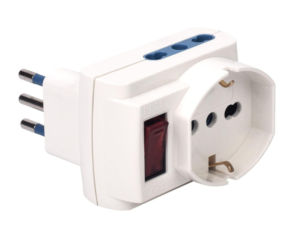 Adattatore Multisize PP238 con Spina 10A prese Pluristandart Bianco