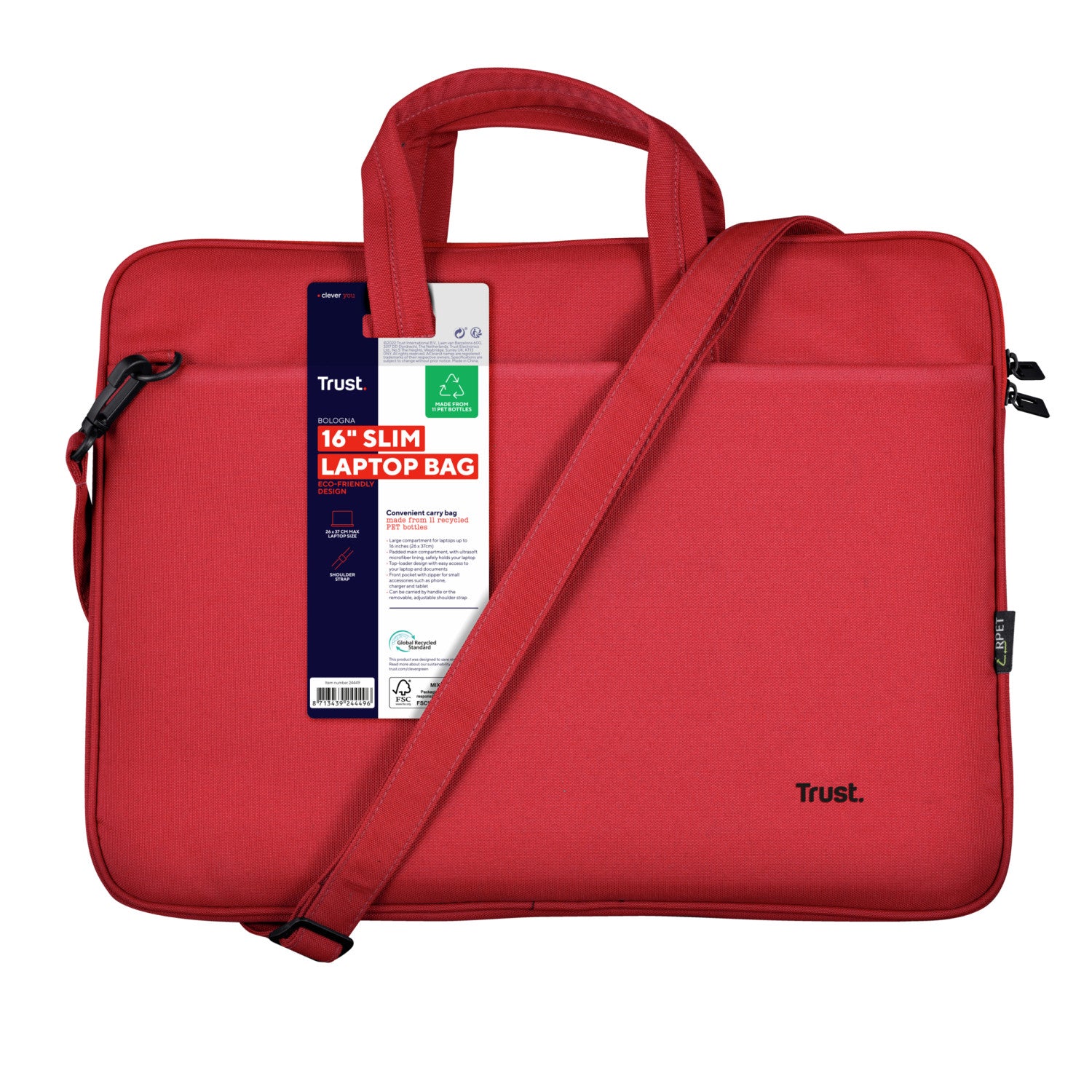 Trust 24449 Bologna borsa per notebook 40,6 cm 16" Valigetta ventiquattrore Rosso