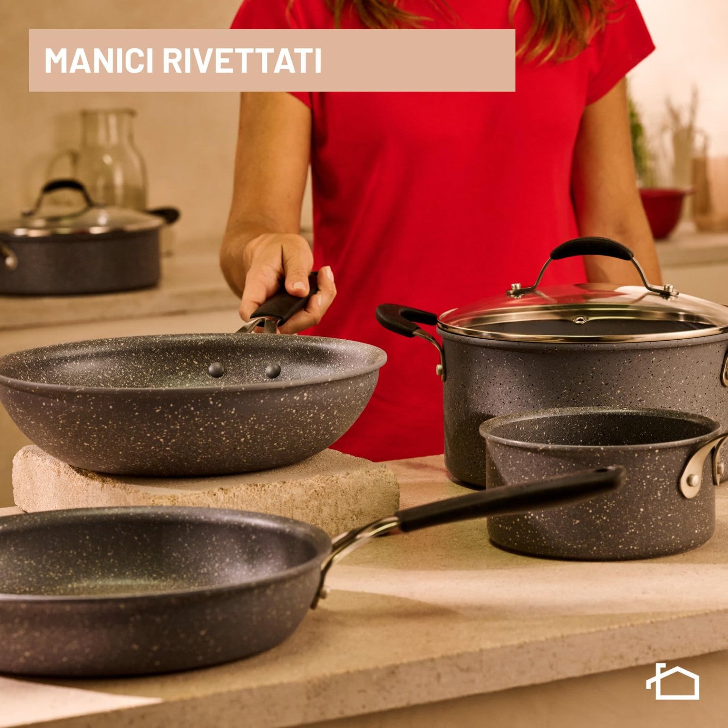 Lagostina Tempra Mineral Tegame Antiaderente Con Coperchio In Vetro 26 Cm, Compatibile Induzione, Grigio