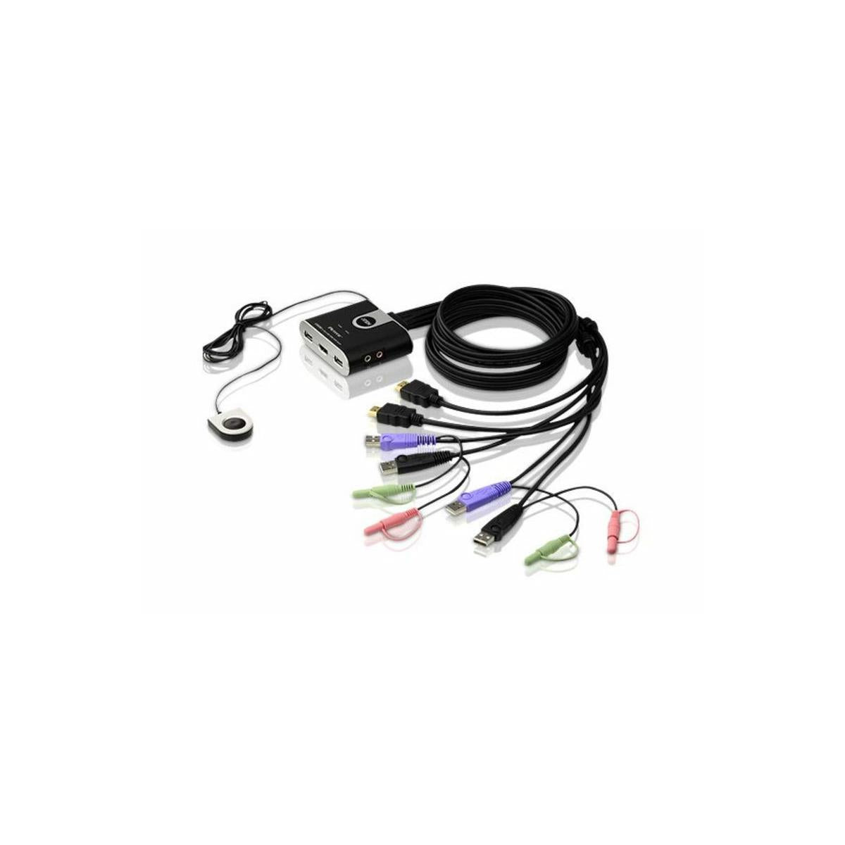 ATEN Switch KVM cavo USB HDMI/audio a 2 porte con selettore porta remota