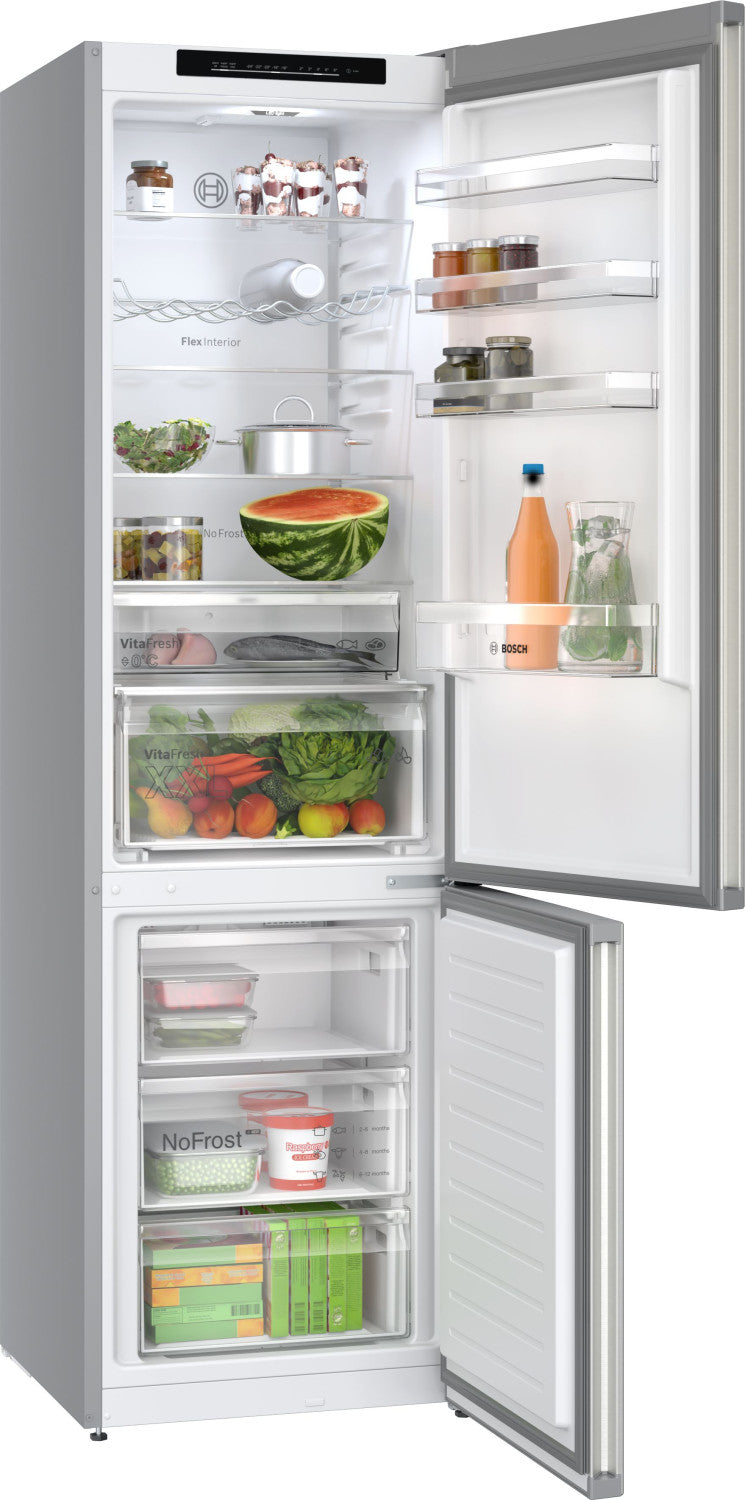 Bosch Serie 4 KGN392I1F , Frigorifero combinato da libera installazione, 203 x 60 cm, Acciaio spazzolato anti-impronta Classe A