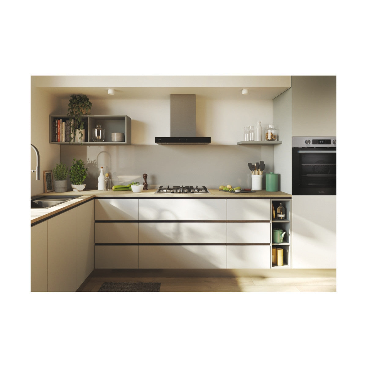 Candy Moderna CHG6D4WTX piano cottura Acciaio inox Da incasso 59.5 cm Gas 4 Fornelli