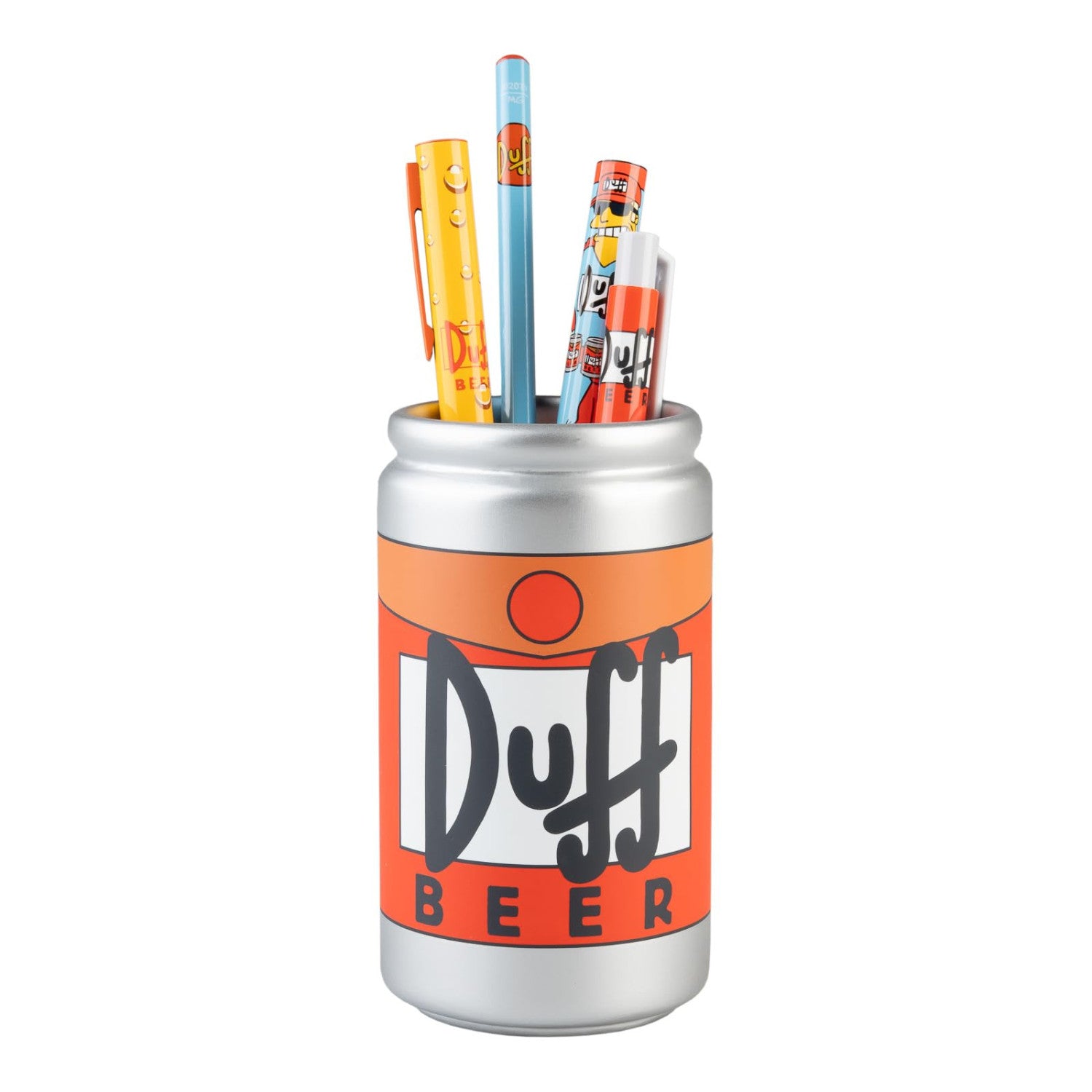 Grupo Erik Portapenne 3D The Simpsons Duff Beer in Resina con Set Cancelleria - 2 Penne, Matita, Gomma e Temperino