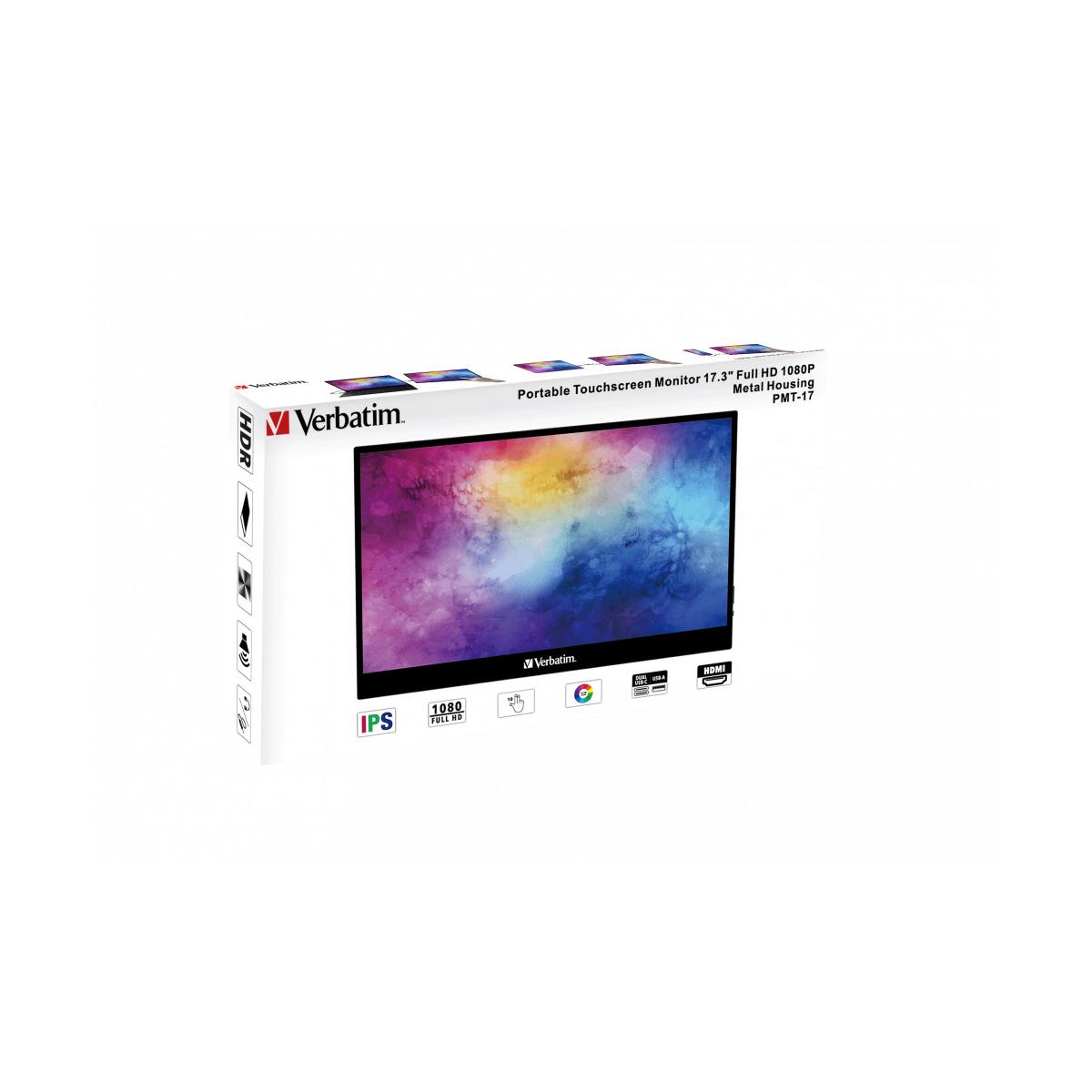 Verbatim 49593 Monitor PC 43,9 cm (17.3pollici) 1920 x 1080 Pixel Full HD Touch screen Nero