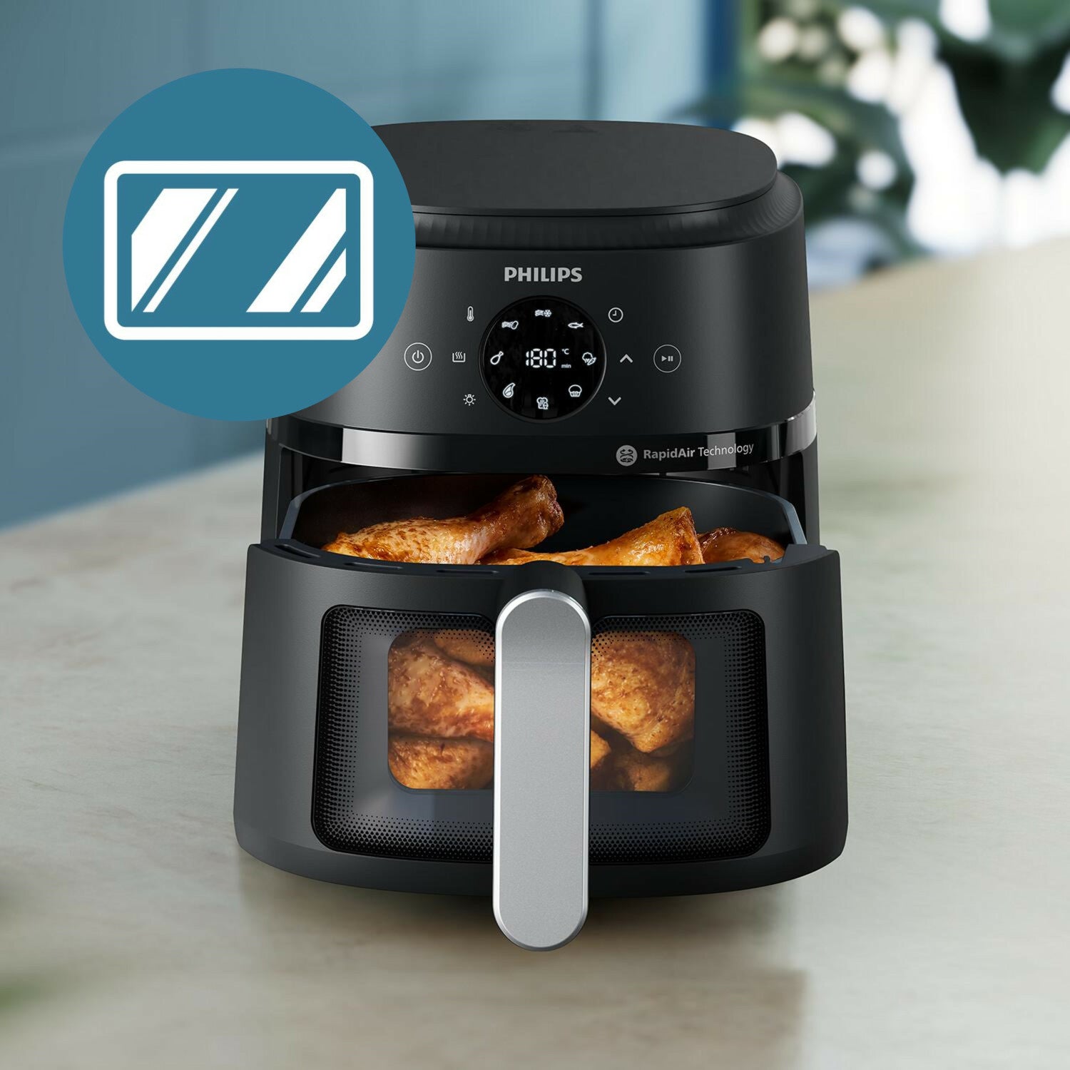 Philips 2000 series NA221/00 Friggitrice ad aria calda 4,2 L 1500 W Nero, Argento