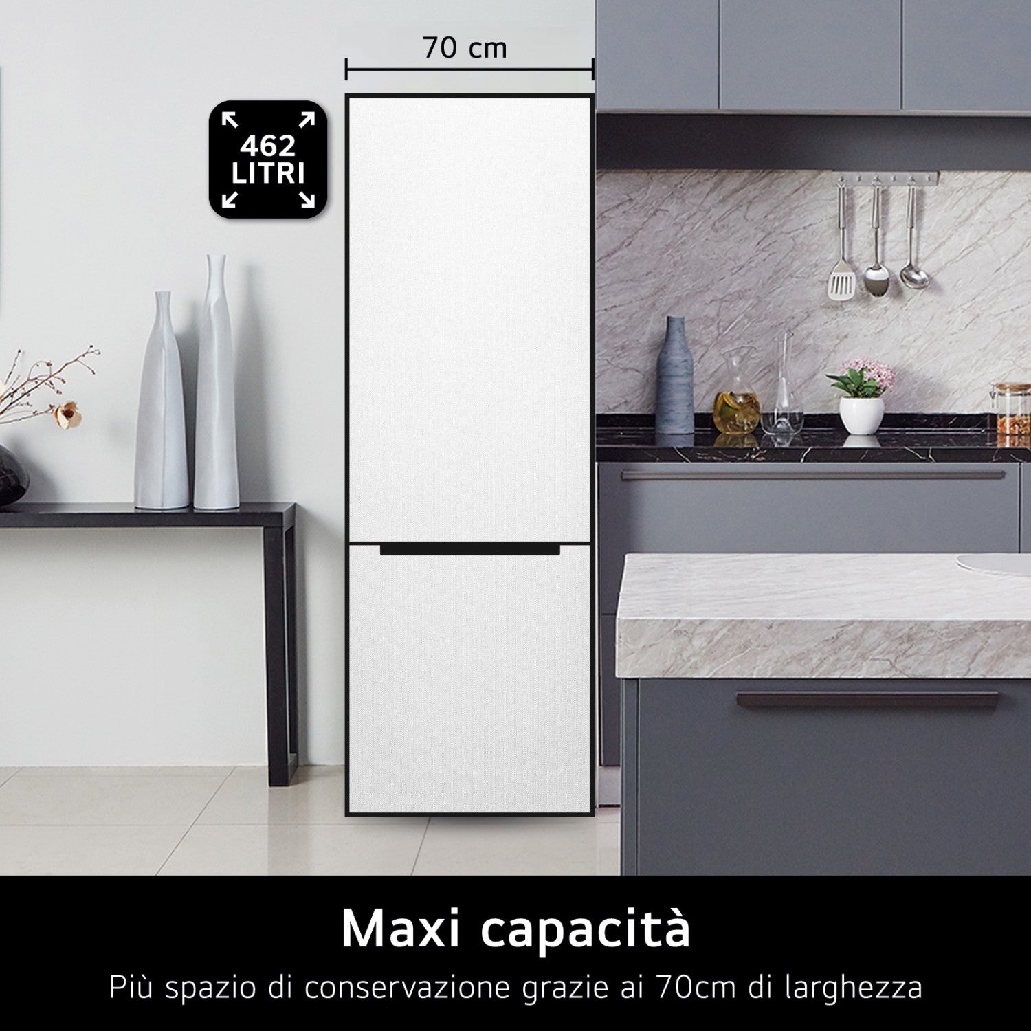Frigorifero Lg GBB569MCAMN Combinato Congelatore Basso Libera Installazione Classe E Nero
