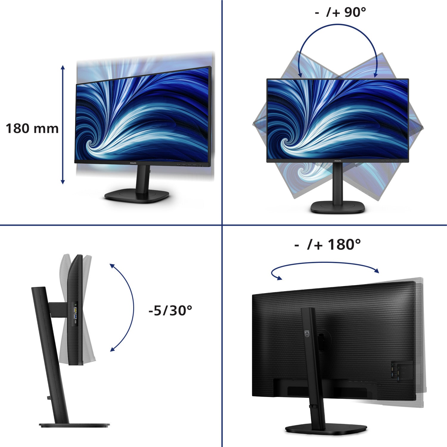 Philips 3000 series 24B2U3301D/00 Monitor PC 61,2 cm (24.1") 1920 x 1200 Pixel WUXGA LCD Nero