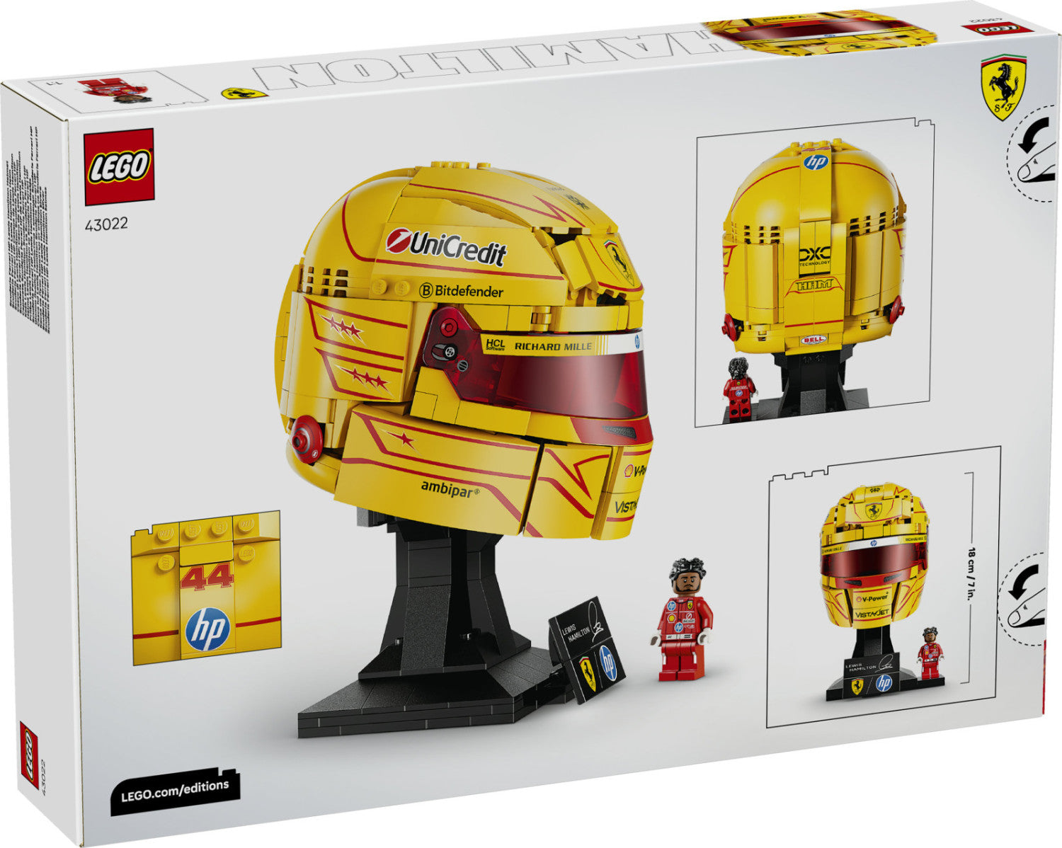 LEGO Editions 43022 Casco Di Lewis Hamilton Scuderia Ferrari HP, Con Minifigure F1 Da Collezione, Regalo Ragazzi E Fan 14