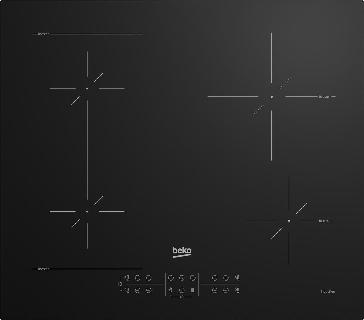 Beko HII64200SFMT piano cottura Nero Da incasso 59 cm Piano cottura a induzione 4 Fornelli