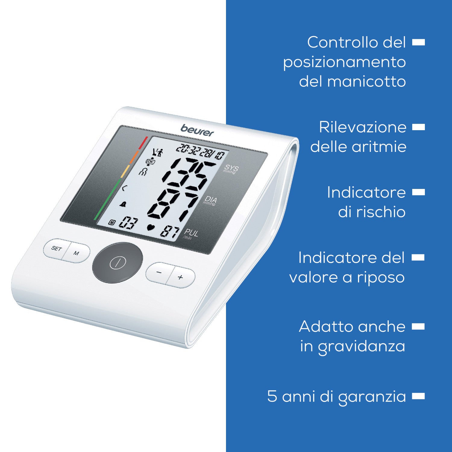 Beurer BM 28 Misuratore di Pressione da Braccio con Funzione di Memoria Rilevazione Aritmie e Manicotto Universale