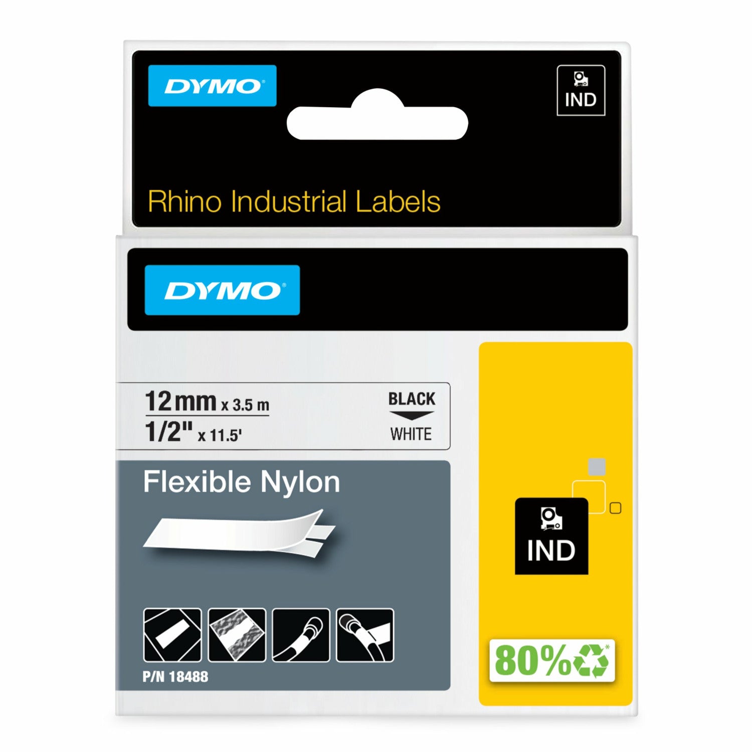 DYMO 18488 nastro per etichettatrice Nero su bianco