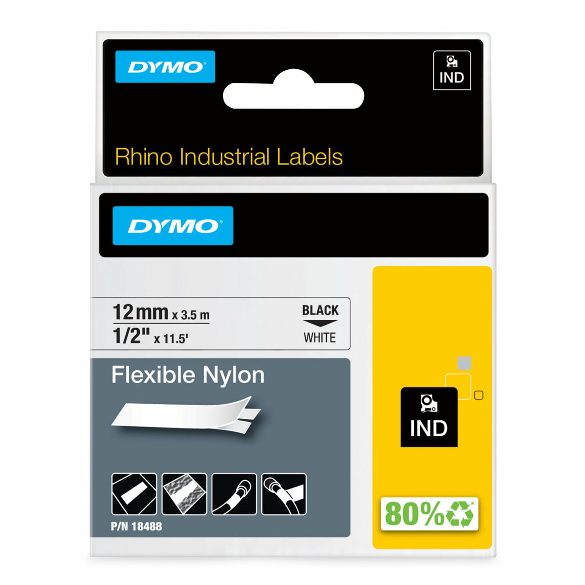 DYMO 18488 nastro per etichettatrice Nero su bianco