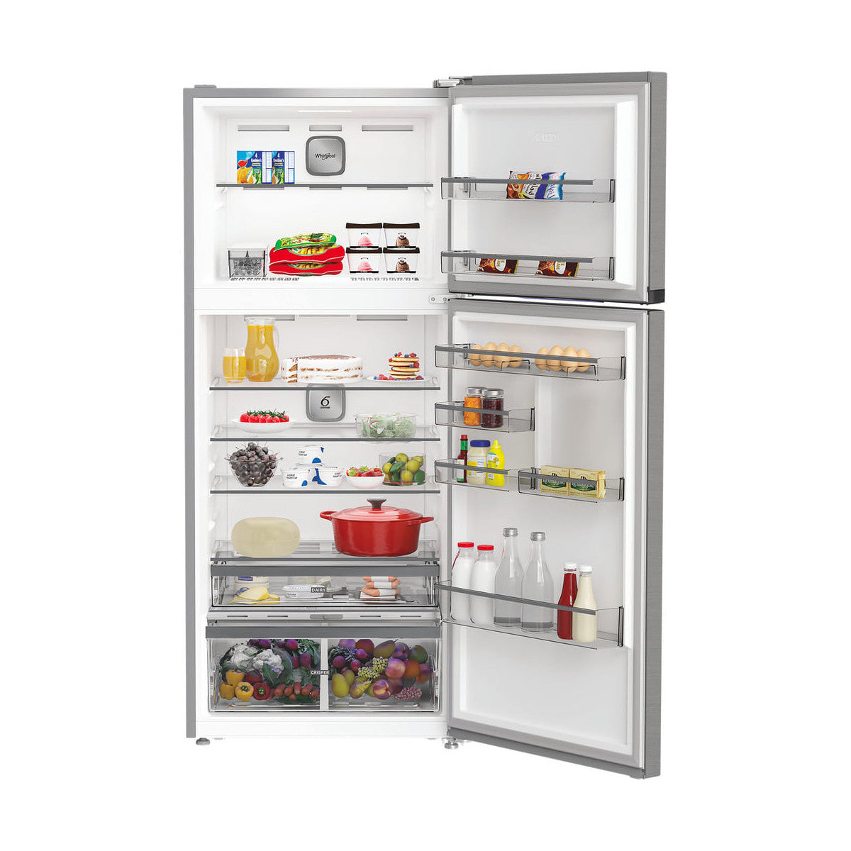 Whirlpool WHD2 6552 X4E Frigorifero doppia porta a libera installazione, Dual no frost, 78cm, Classe E, Pearl Inox, 37 dbA, h 187cm