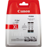 Canon Cartuccia d'inchiostro nero a resa elevata PGI-570BK XL (confezione doppia)