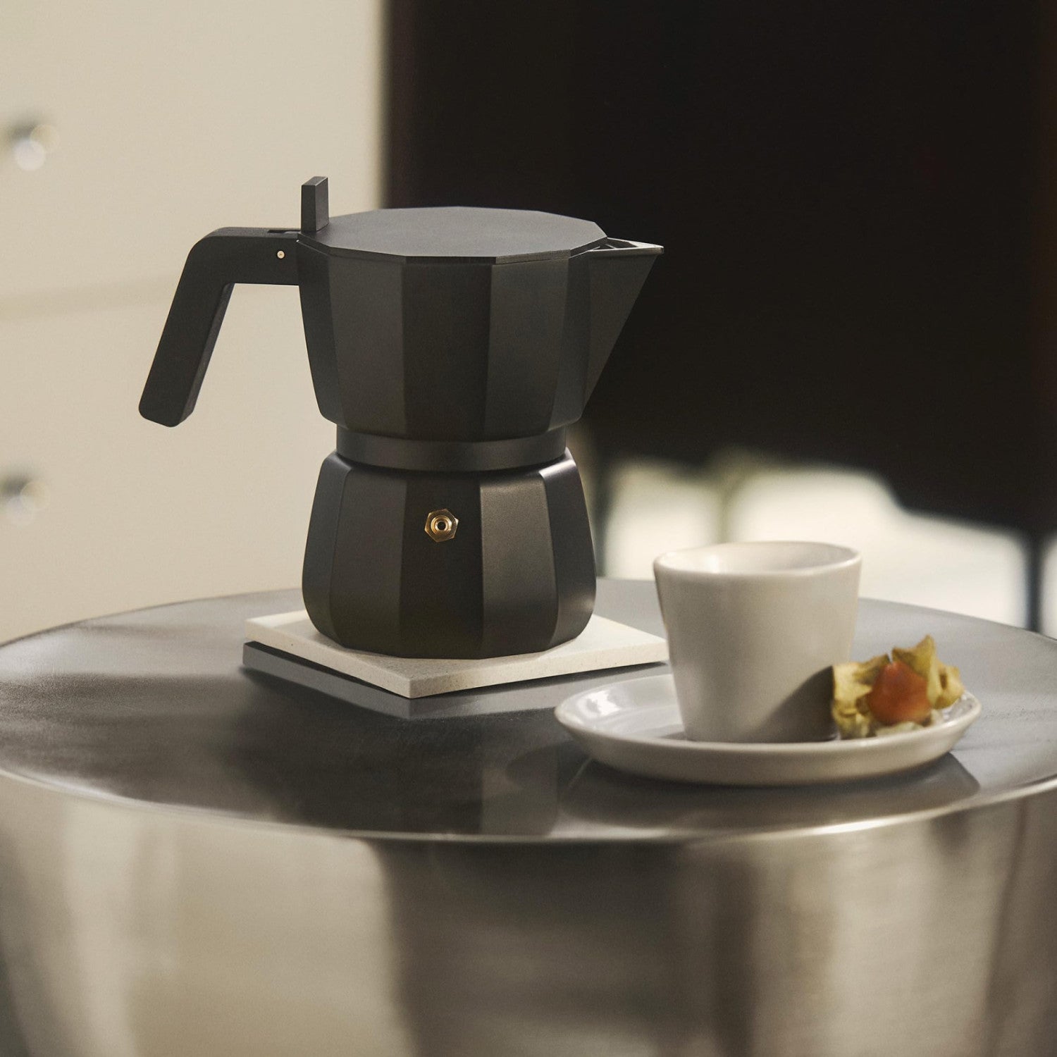 Alessi Moka DC06/6 B Caffettiera in Alluminio Pressofuso 6 Tazze Nera