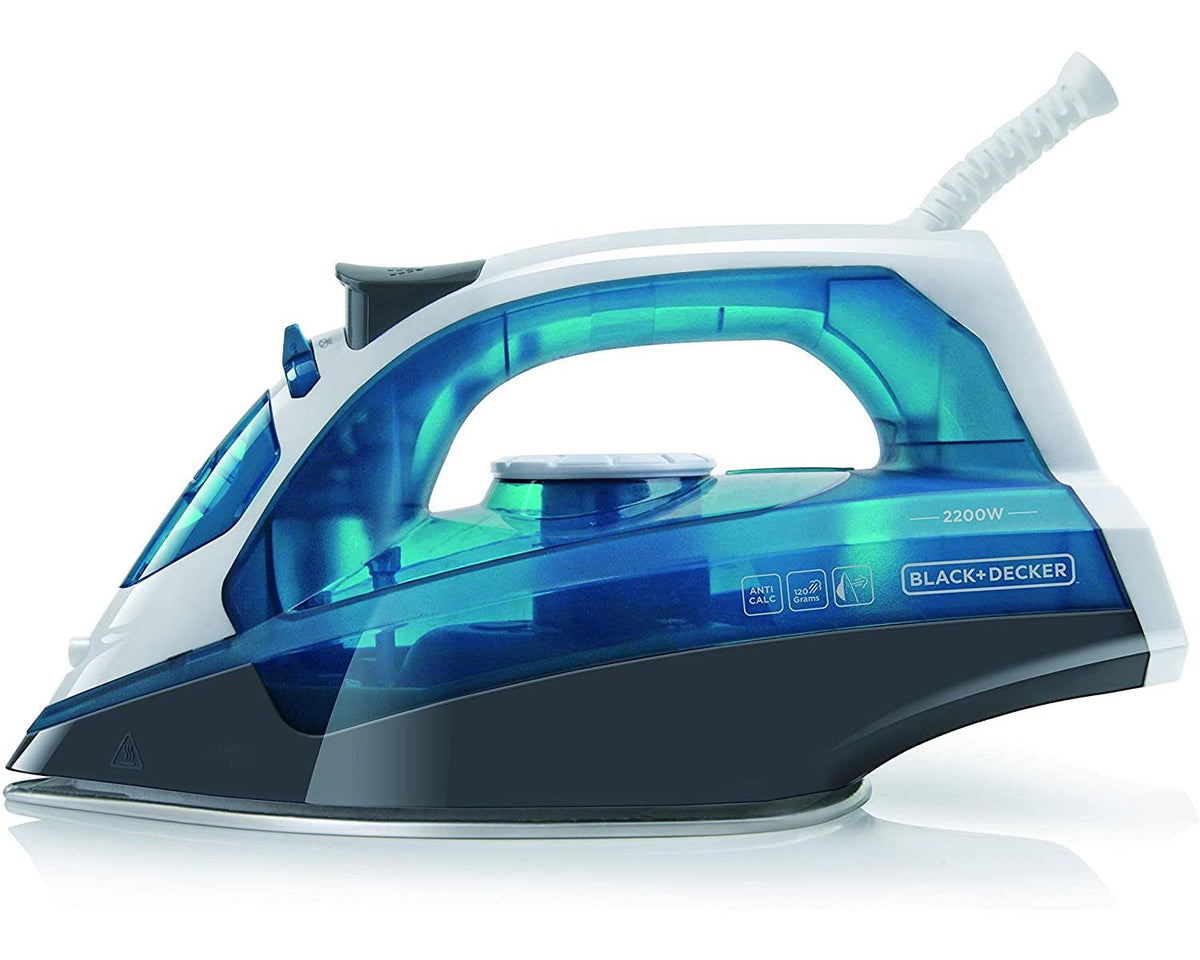 Ferro da Stiro Black e Decker BXIR2200E a Vapore Piastra Acciaio Bianco Blu