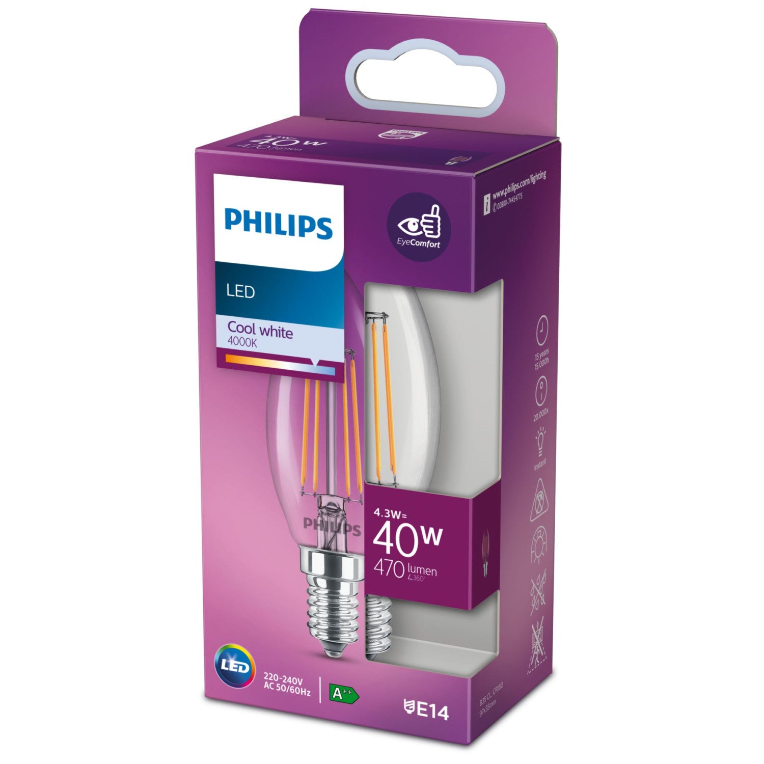 Philips 8718699762179 lampada LED 4,3 W E14 F