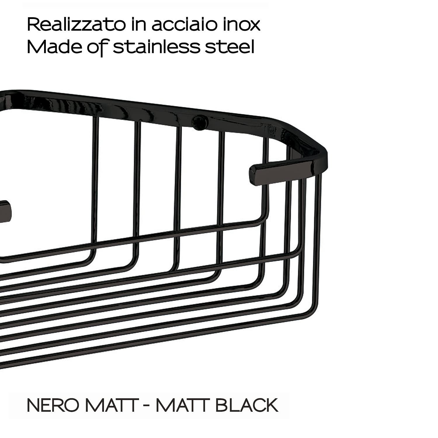 Gedy Smart Mensola Angolare A Griglia Doccia In Acciaio Inox Nero Opaco 20x8x15,1 Cm 2483-14