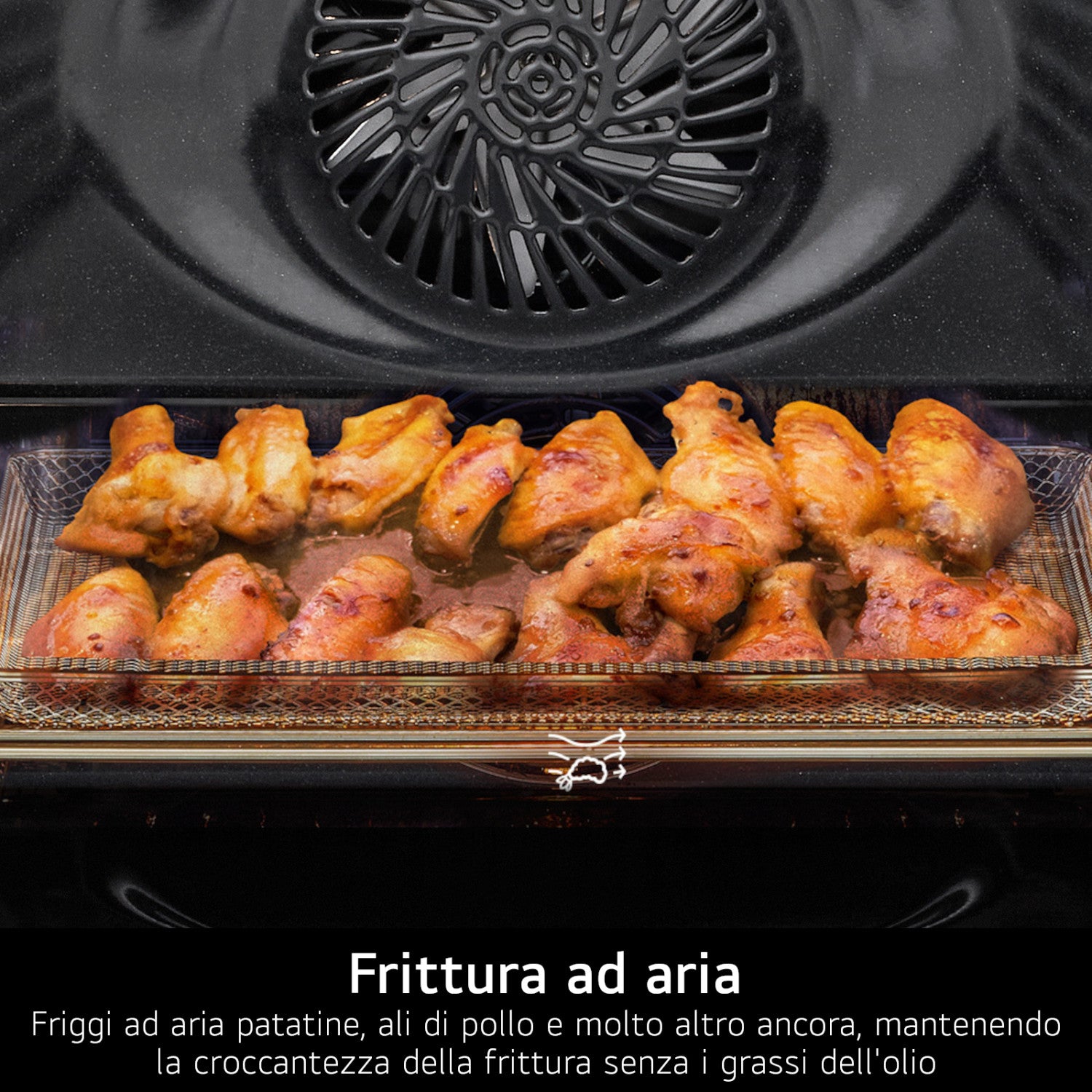 LG Forno 72L Classe A 11 modalità di cottura, Frittura ad aria, Modalità pizza, Lievitazione, Pulizia pirolitica Acciaio