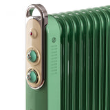 Ariete Linea Vintage 8252 Radiatore a olio Vintage, 11 elementi riscaldanti, 2500W, 3 livelli di potenza, Maniglia e ruote per facile trasporto, Verde