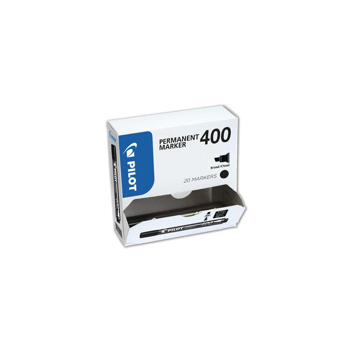 Pilot 400 marcatore permanente Punta smussata Nero 20 pz