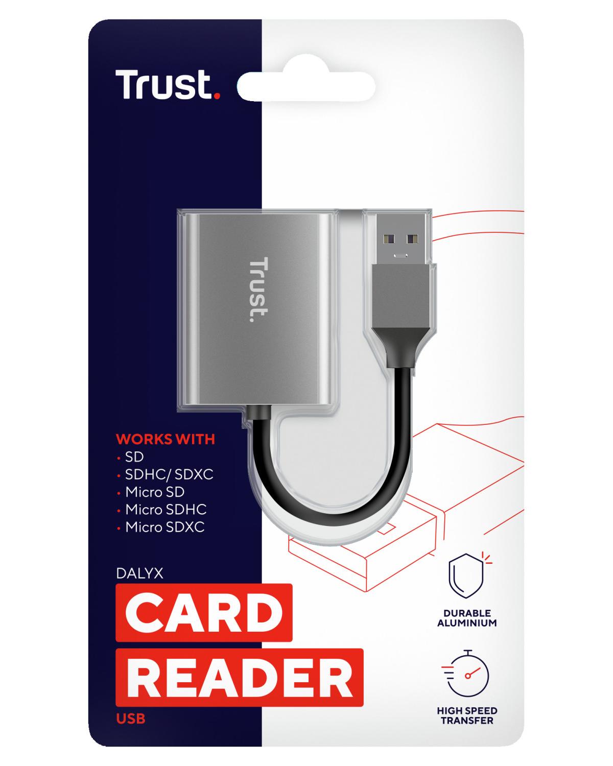Trust Dalyx 24135 Hub Lettore di Schede USB 3.2 Alluminio