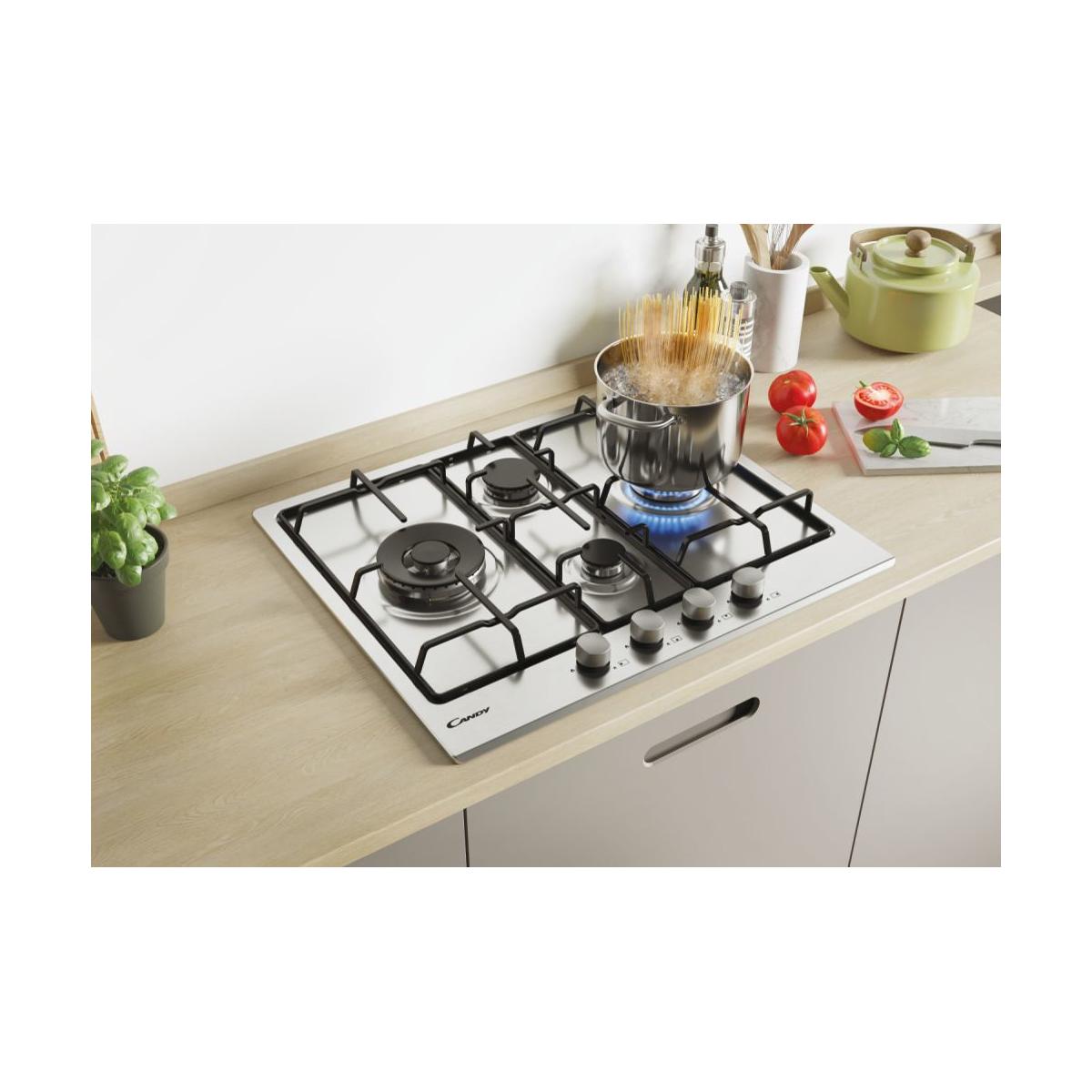 Candy Idea CHW6D4WX Piano Cottura da Incasso 60 cm Gas 4 Fornelli Acciaio Inossidabile