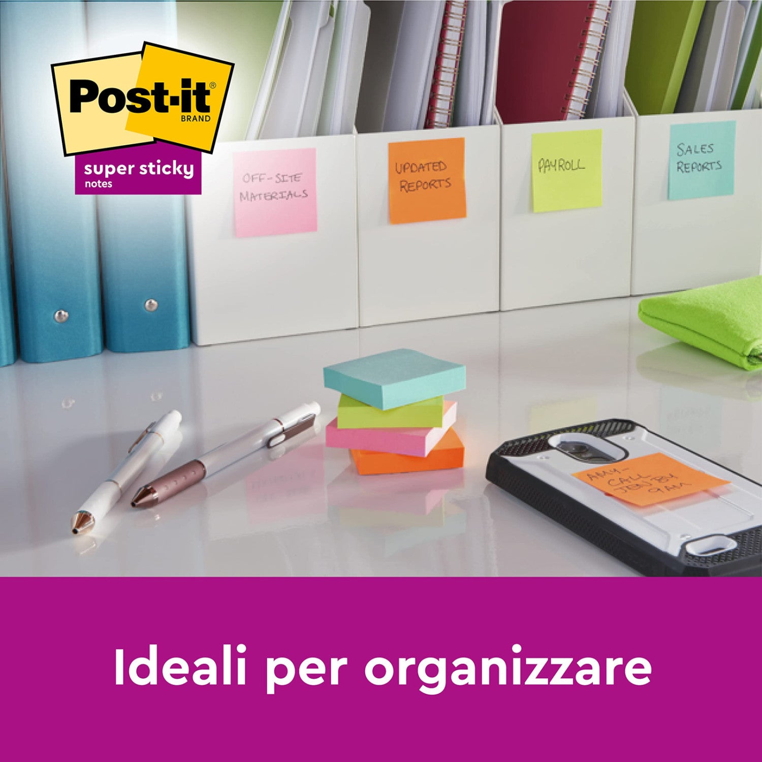 Post-It Foglietti Super Sticky Collezione Playful 654-6SS-PLAY - 6 Blocchetti Da 90 Fogli - 76x76 Mm