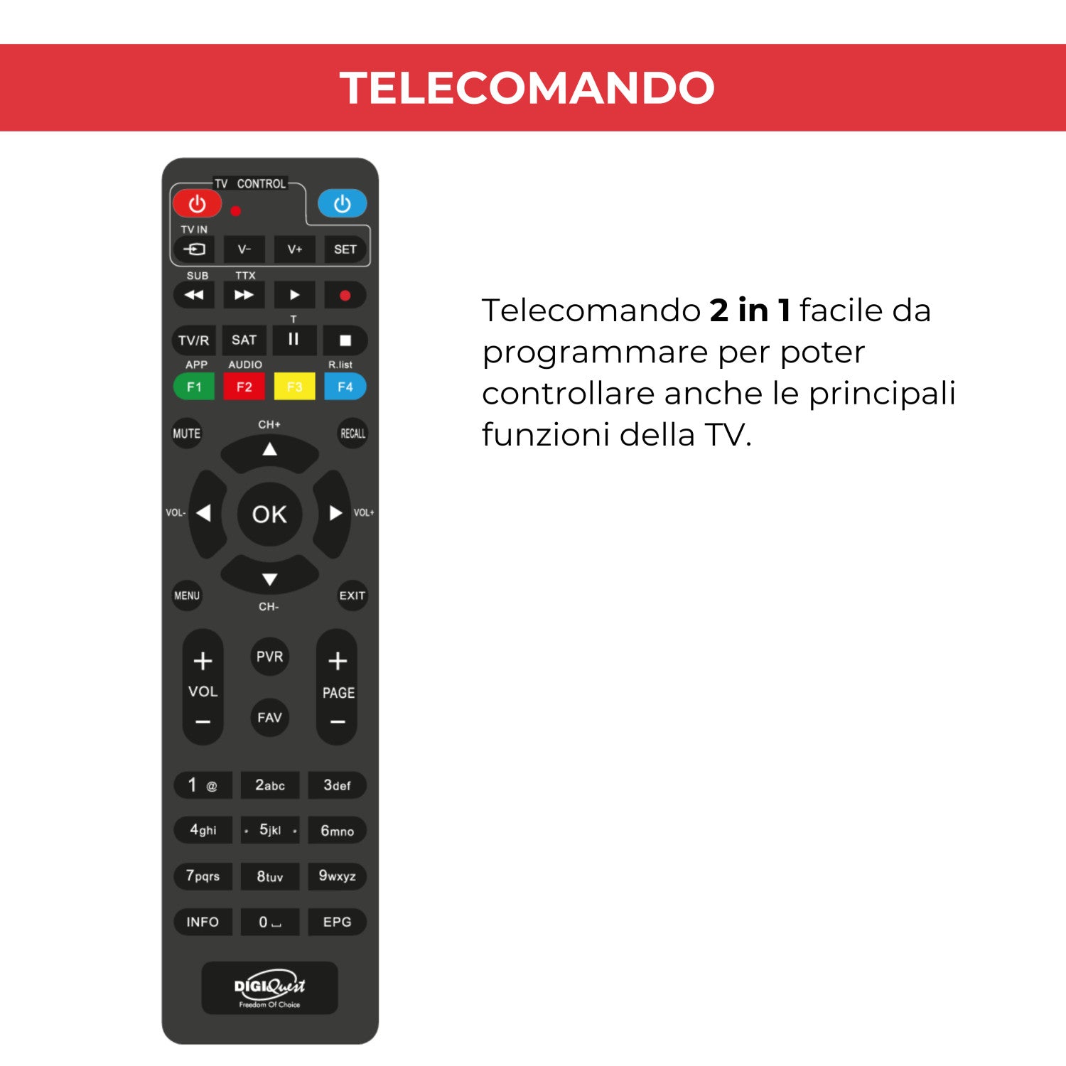 Digiquest RICD1248 set-top box TV Satellite Full HD Nero