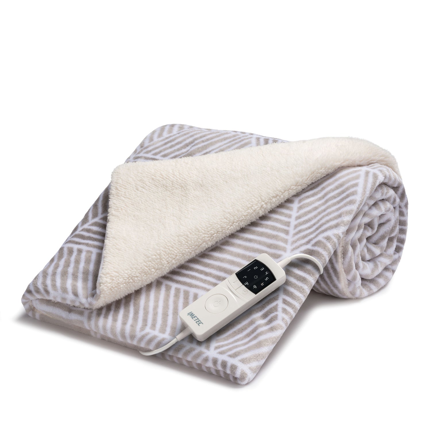 Imetec CaldoPlaid Adapto Plus Velvet Sherpa 160x120 cm, Plaid riscaldabile, Morbida Coperta elettrica, Tecnologia Adapto Plus, Sistema Sicurezza ElectroBlock, Caldo Subito, 6 Temperature, Bassi Consumi, Lavabile