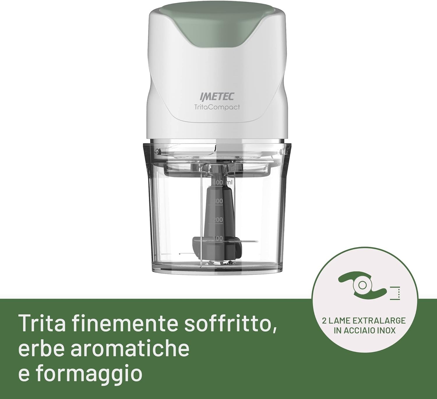 Imetec TritaCompact Tritaverdure Elettrico 0,4 L Verde Bianco 350 W