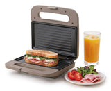 Ariete 1971 Tostiera Breakfast Wood, Griglia Elettrica Panini, 750W, Effetto Legno, Piastra Antiaderente Grill 23x13cm, Riponimento Verticale, Tortora