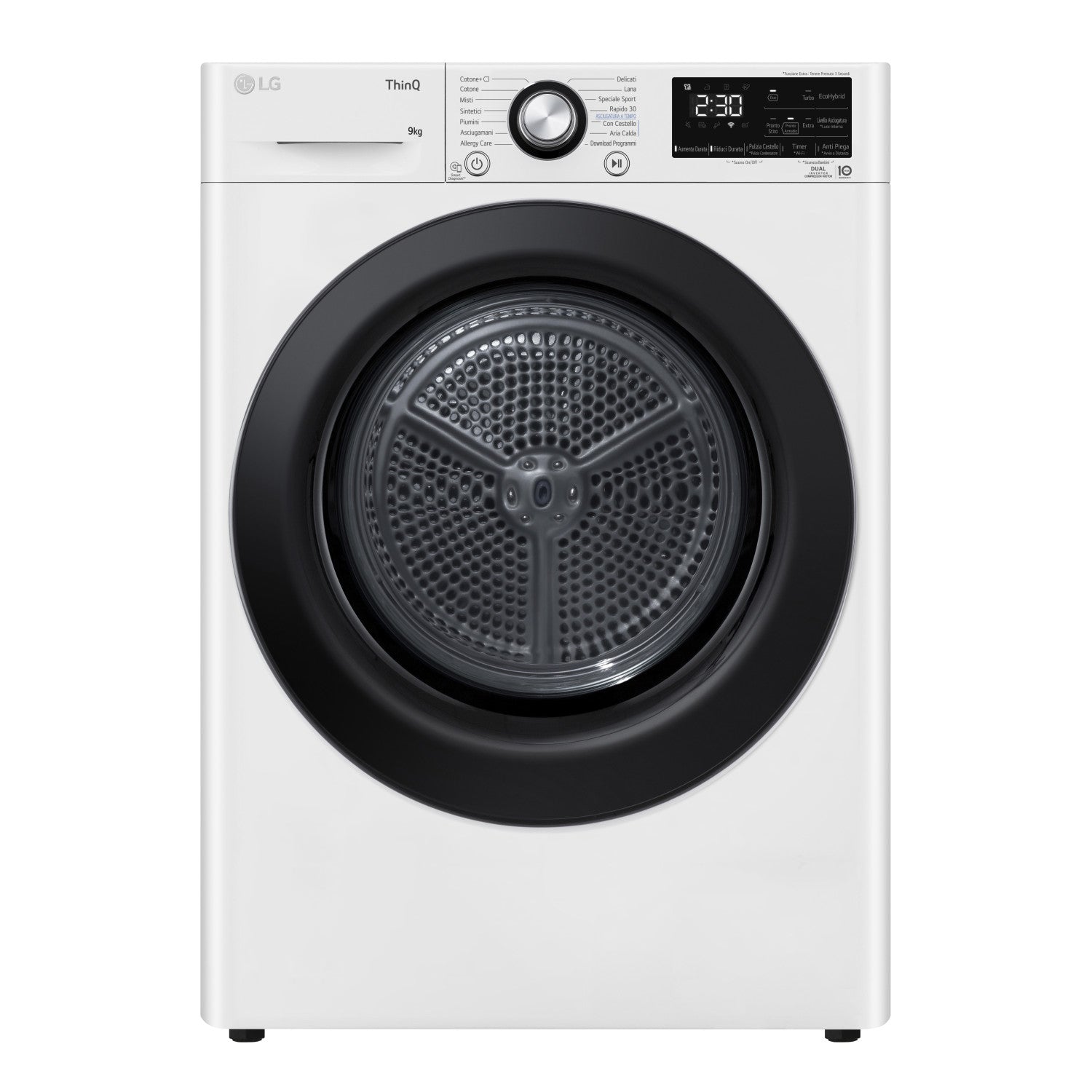 LG RH90V9AVBN Asciugatrice 9kg DUAL Inverter Classe A Condensatore Autopulente Bianco