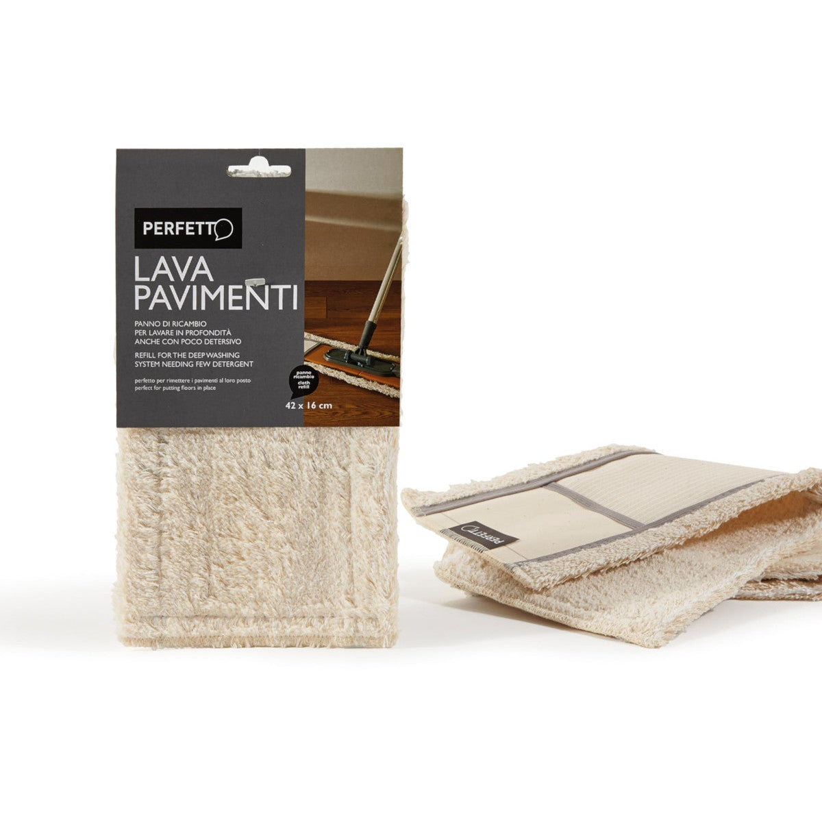 Perfetto Panno Ricambio Lavapavimenti In Microfibra 42x16 Cm Bianco